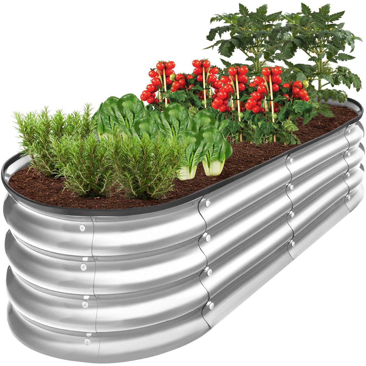 Outdoor Raised Metal Oval Garden Bed Planter Box - 4x2x1ft
