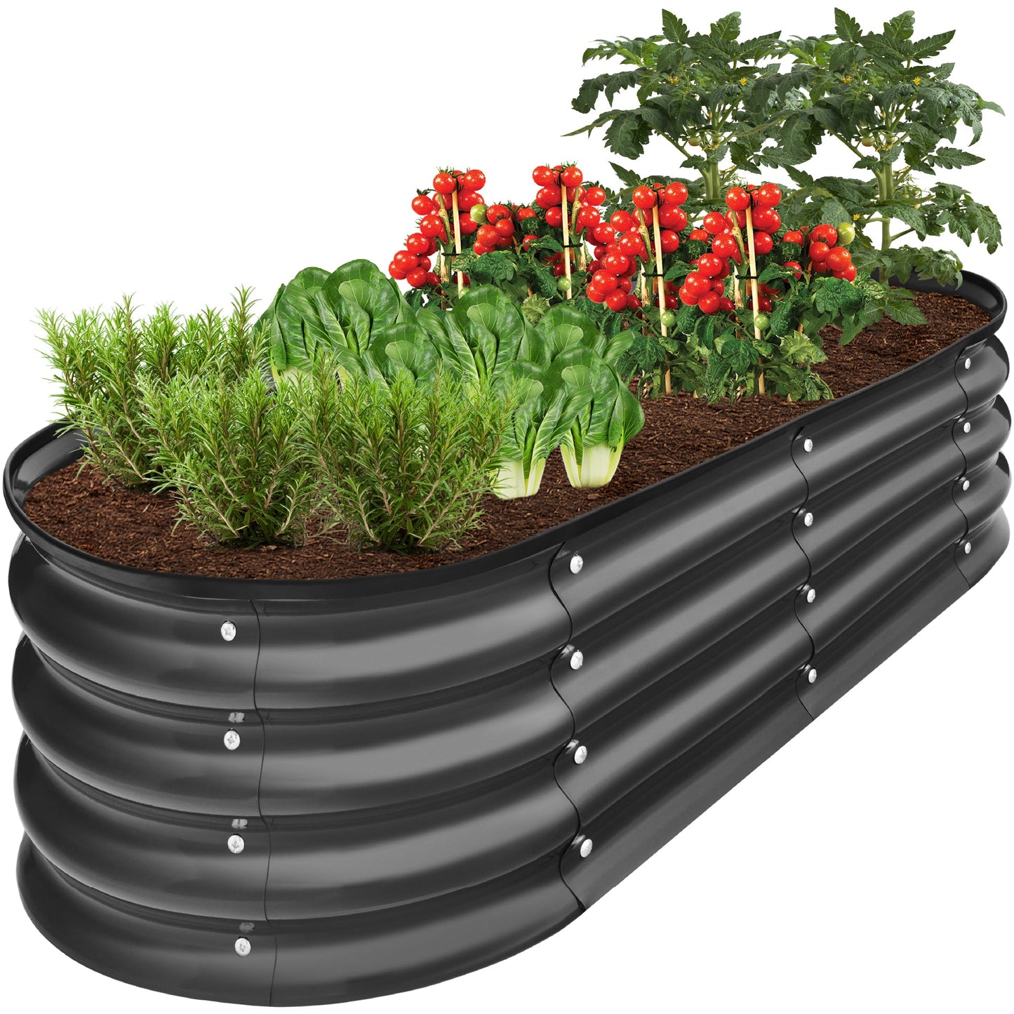 Outdoor Raised Metal Oval Garden Bed Planter Box - 4x2x1ft