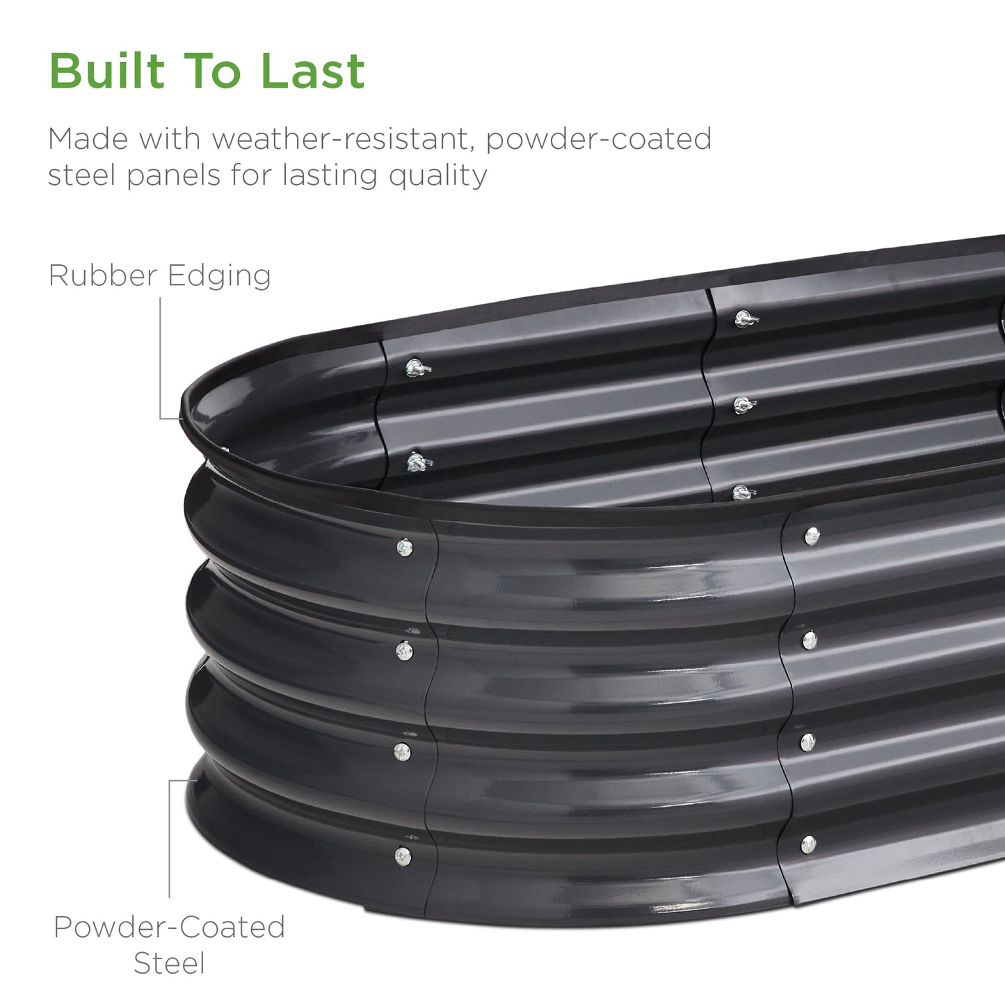 Outdoor Raised Metal Oval Garden Bed Planter Box - 4x2x1ft