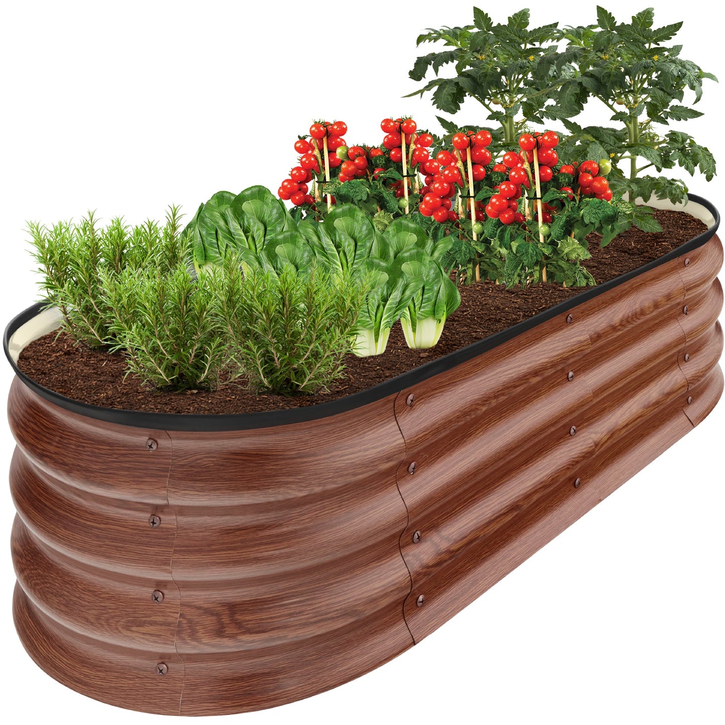 Outdoor Raised Metal Oval Garden Bed Planter Box - 4x2x1ft