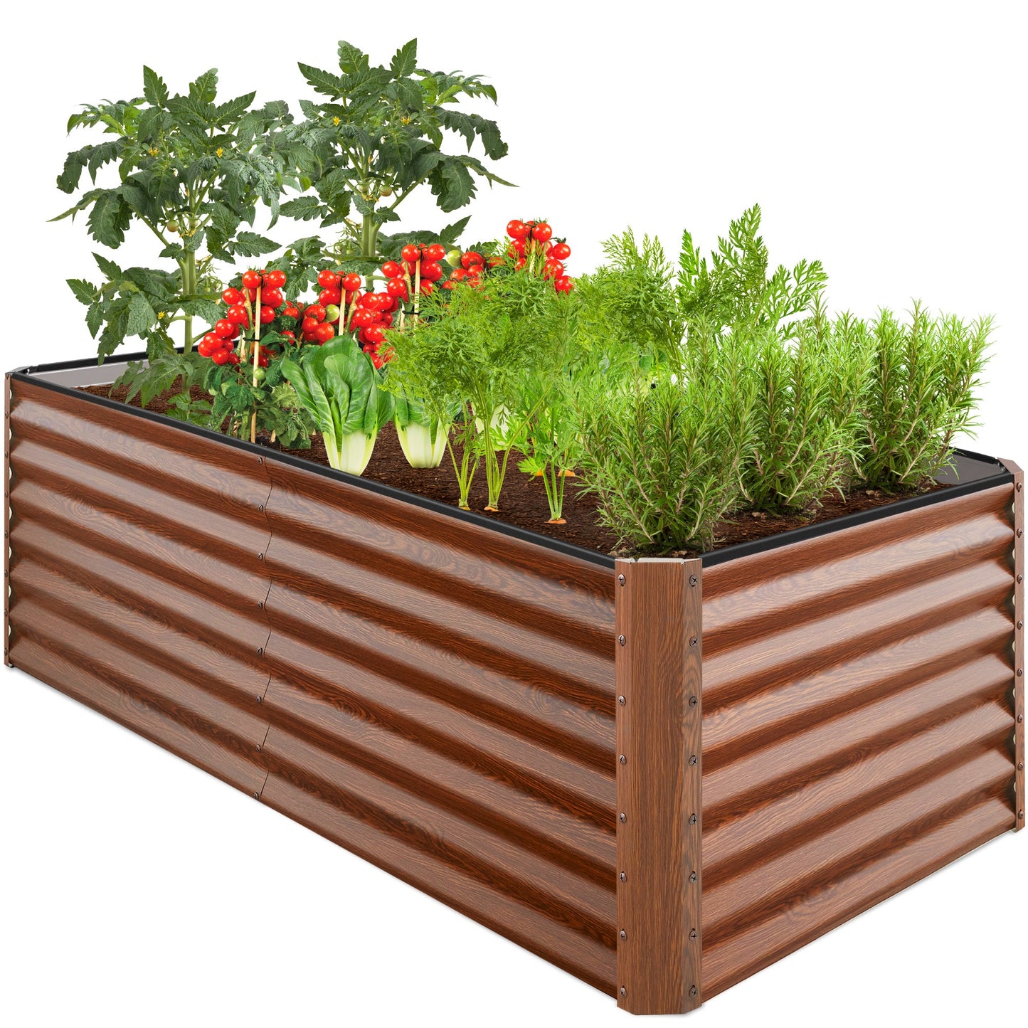 Outdoor Metal Raised Garden Bed for Vegetables Flowers Herbs - 6x3x2ft