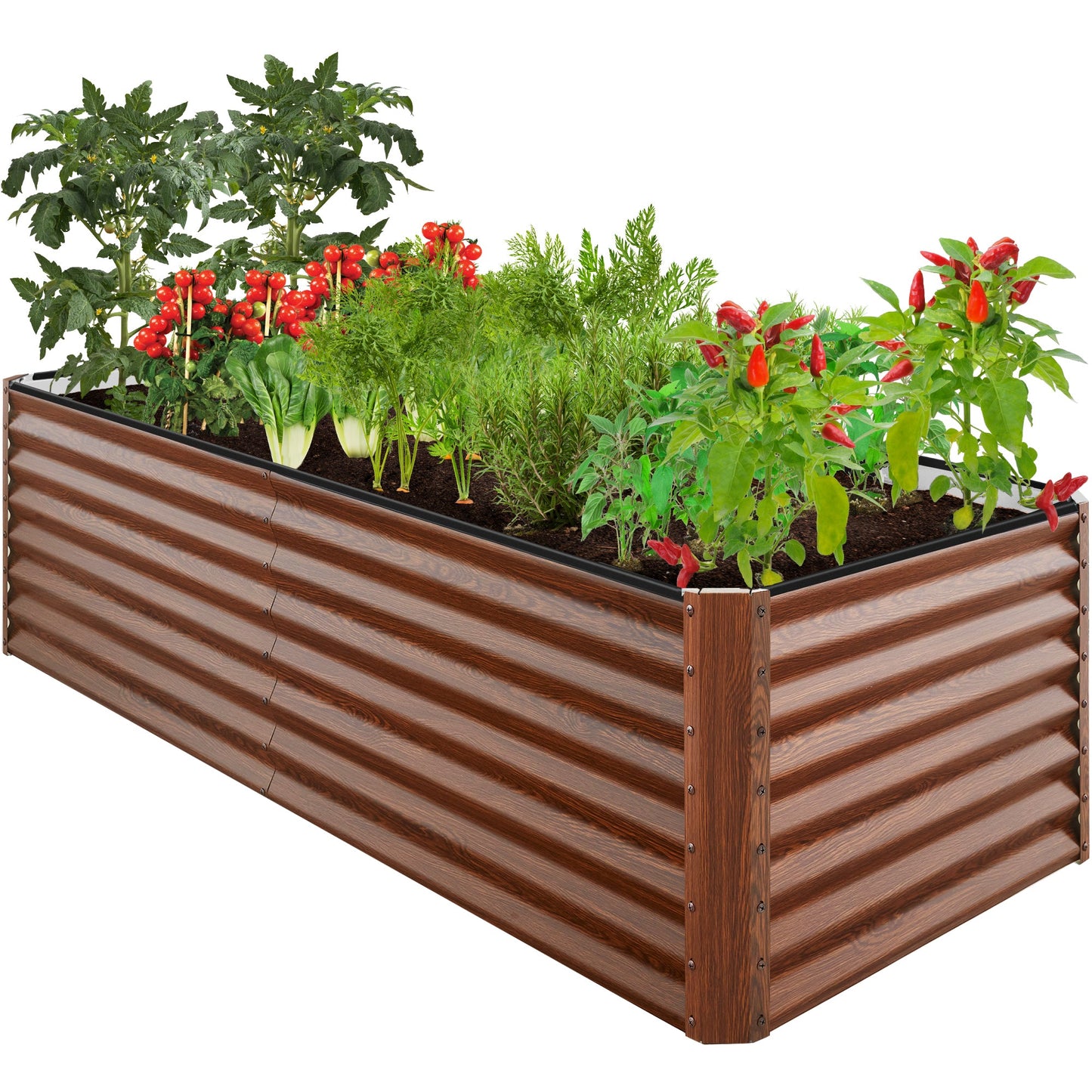 Outdoor Metal Raised Garden Bed for Vegetables Flowers Herbs - 8x4x2ft