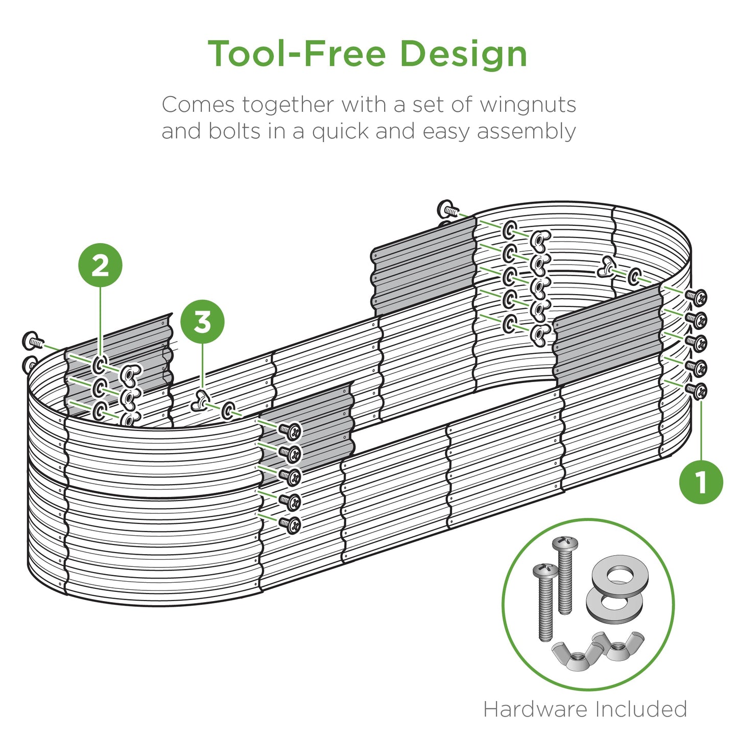 Outdoor Raised Metal Oval Garden Bed Planter Box - 4x2x2ft