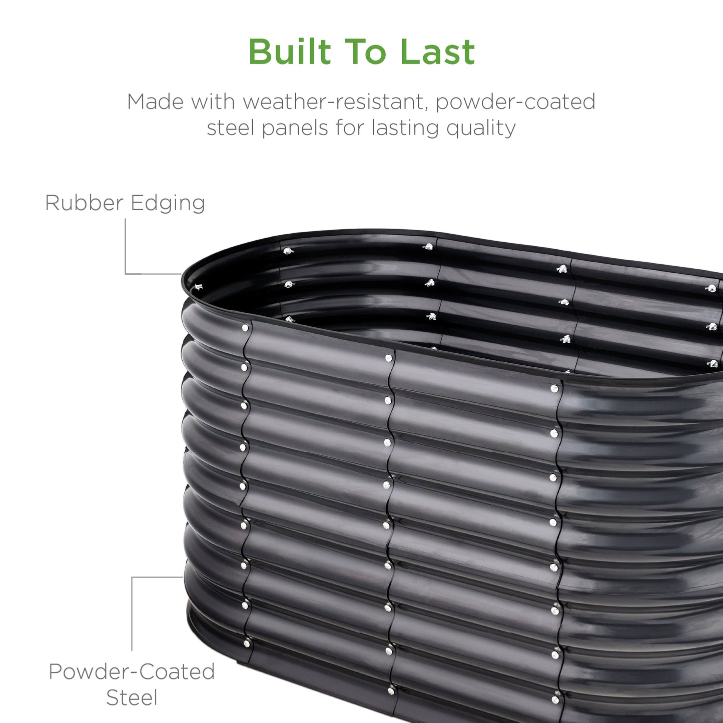 Outdoor Raised Metal Oval Garden Bed Planter Box - 4x2x2ft