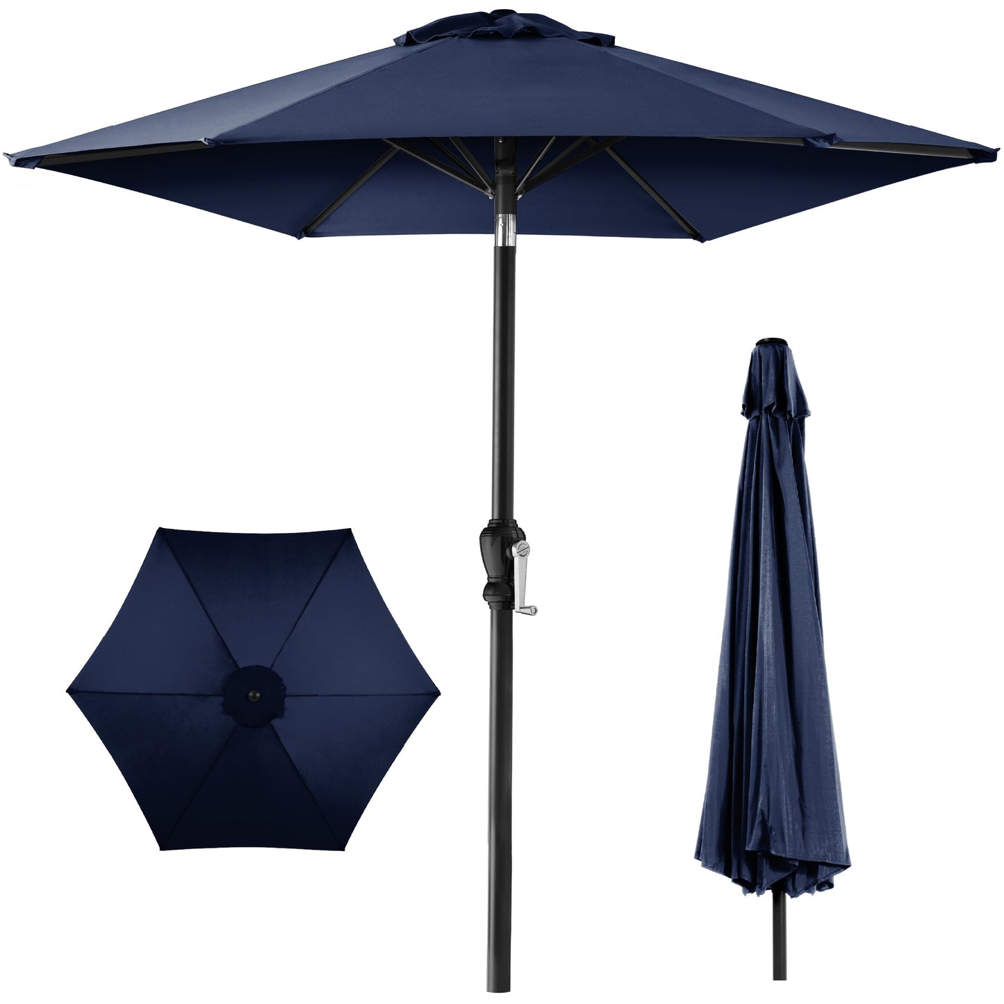 Outdoor Steel Market Patio Umbrella Decoration w/ Tilt Crank Lift - 10ft
