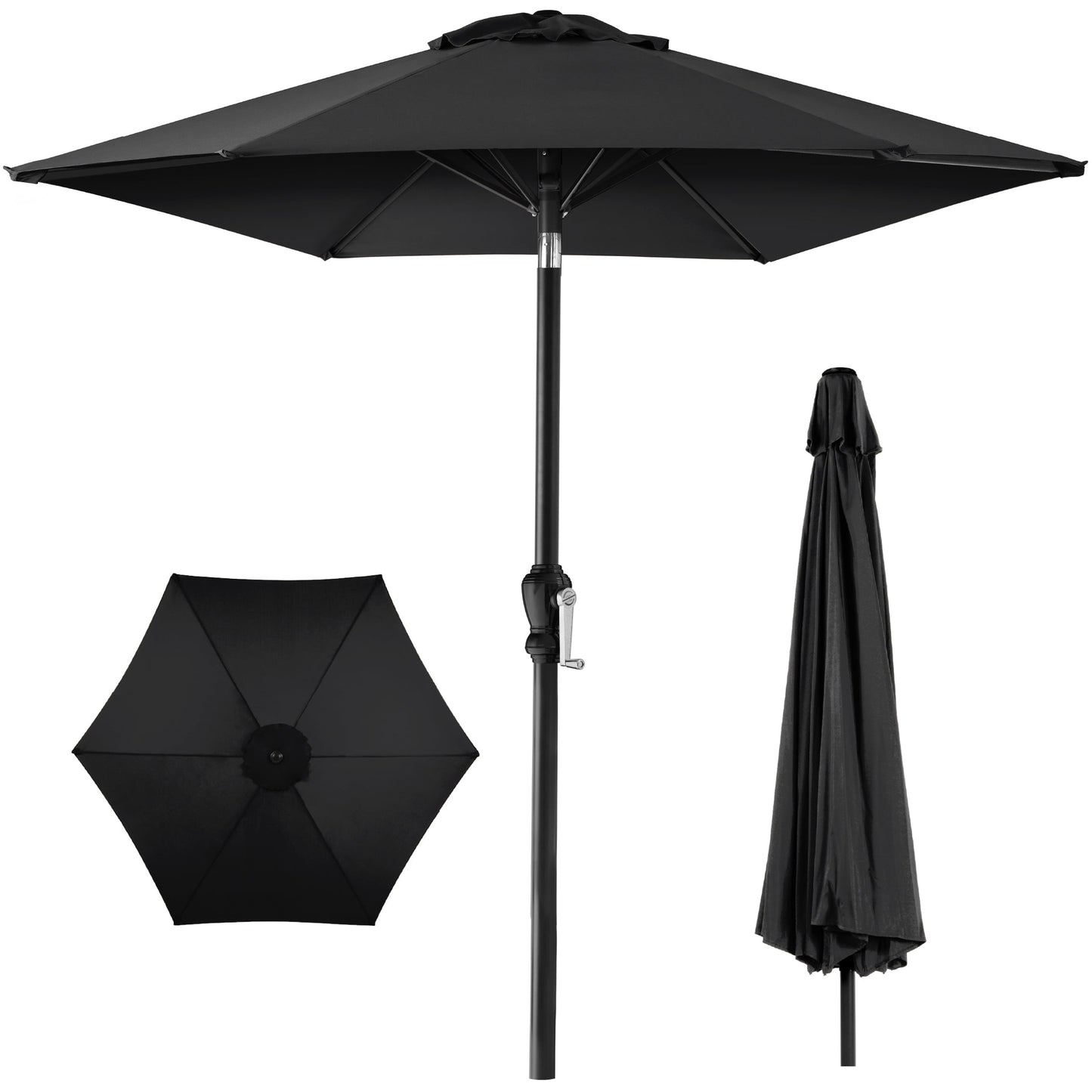 Outdoor Steel Market Patio Umbrella Decoration w/ Tilt Crank Lift - 10ft