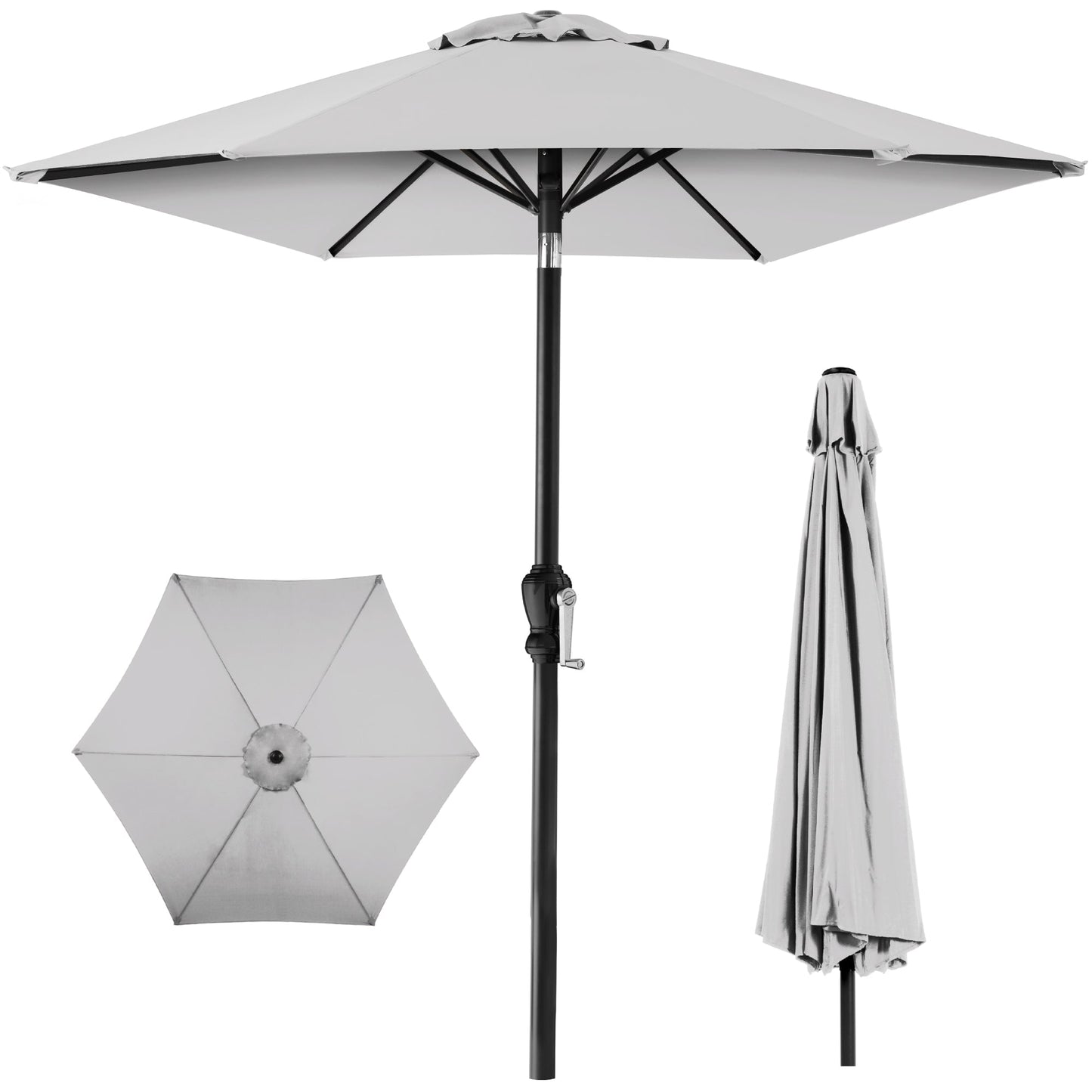 Outdoor Steel Market Patio Umbrella Decoration w/ Tilt Crank Lift - 10ft