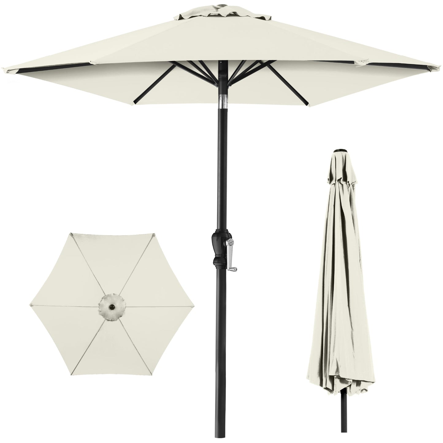 Outdoor Steel Market Patio Umbrella Decoration w/ Tilt Crank Lift - 10ft