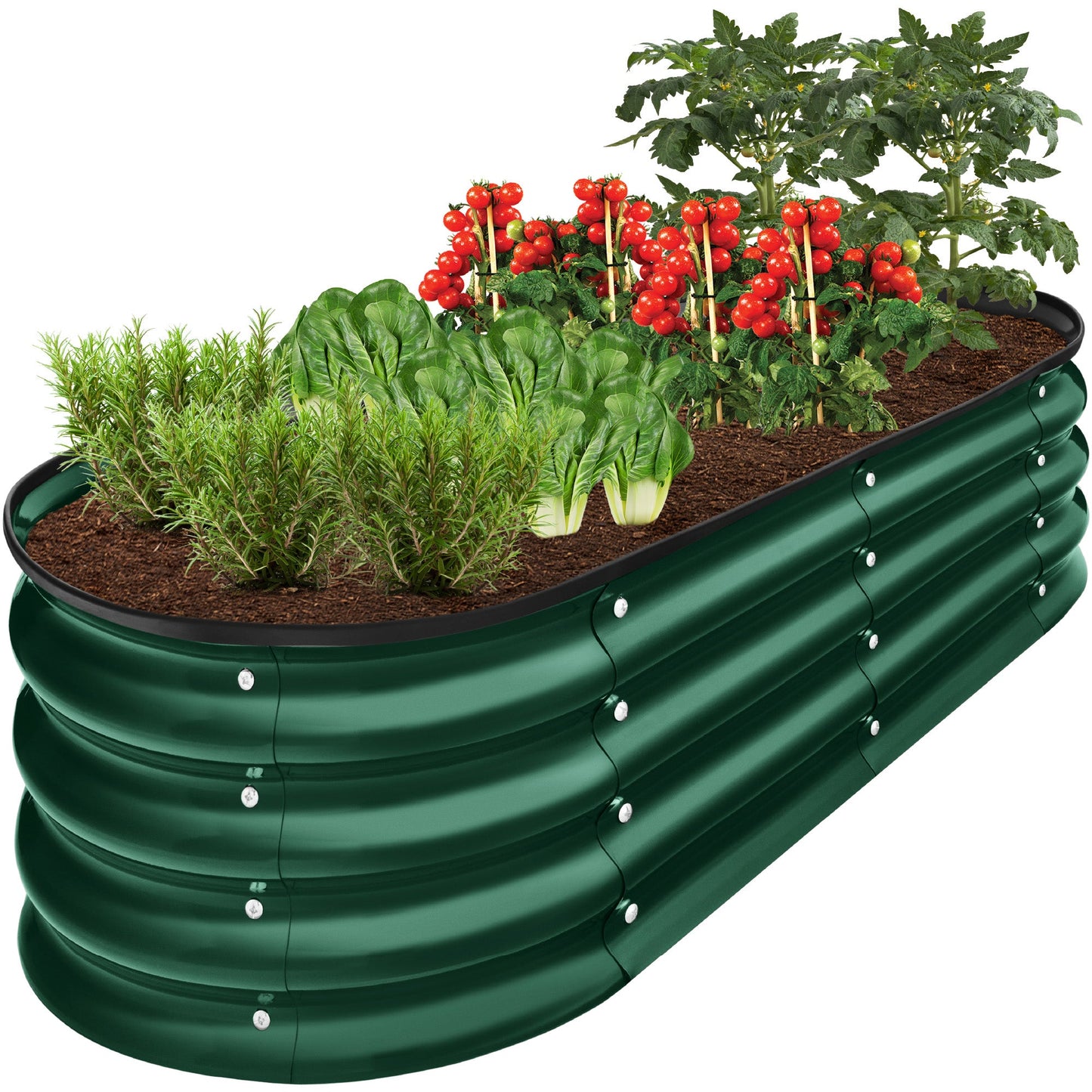 Outdoor Raised Metal Oval Garden Bed Planter Box - 4x2x1ft