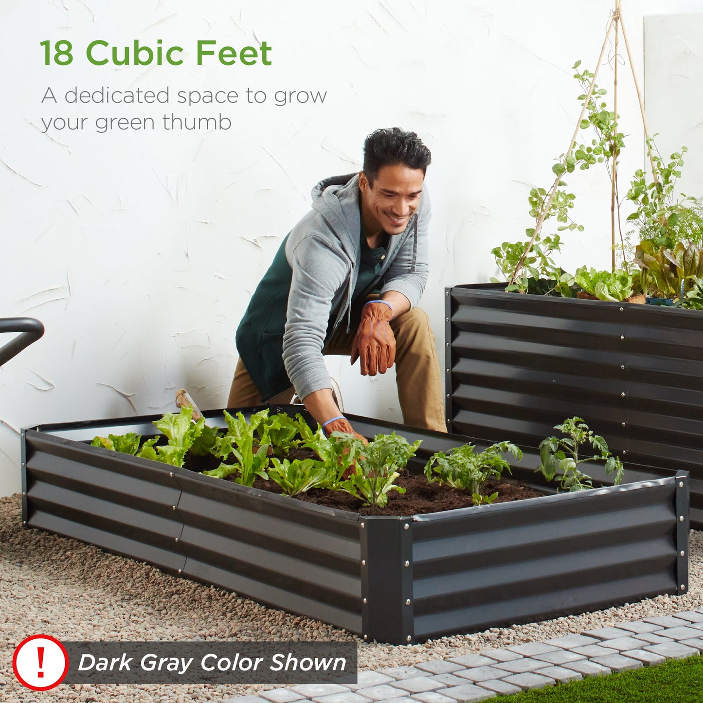 Outdoor Metal Raised Garden Bed for Vegetables Flowers Herbs - 6x3x1ft