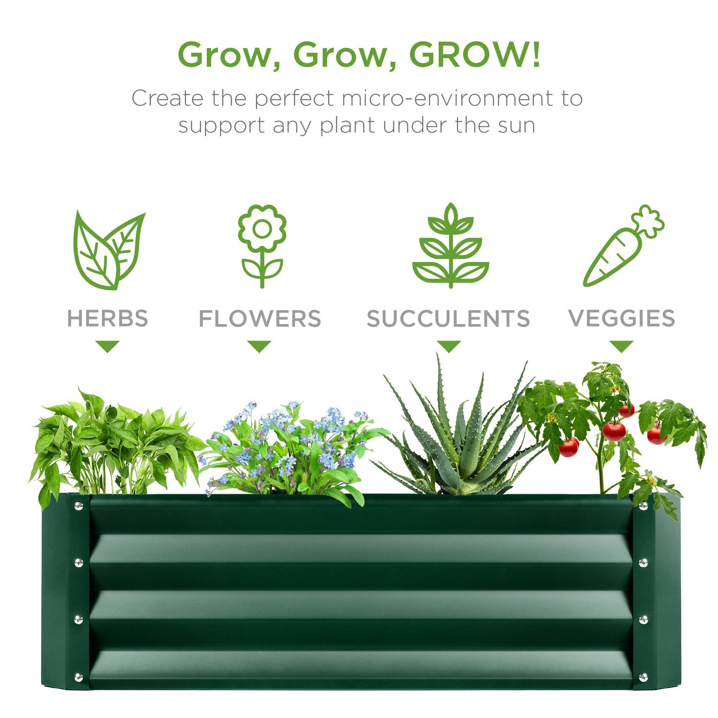 Outdoor Metal Raised Garden Bed for Vegetables Flowers Herbs - 6x3x1ft