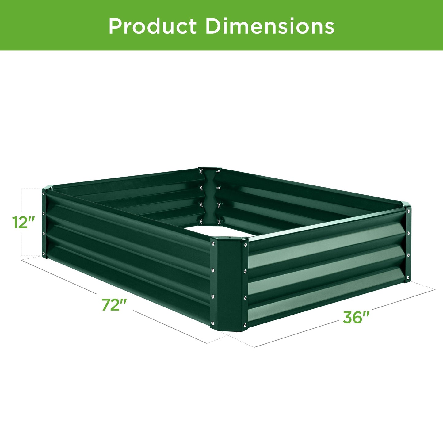 Outdoor Metal Raised Garden Bed for Vegetables Flowers Herbs - 6x3x1ft