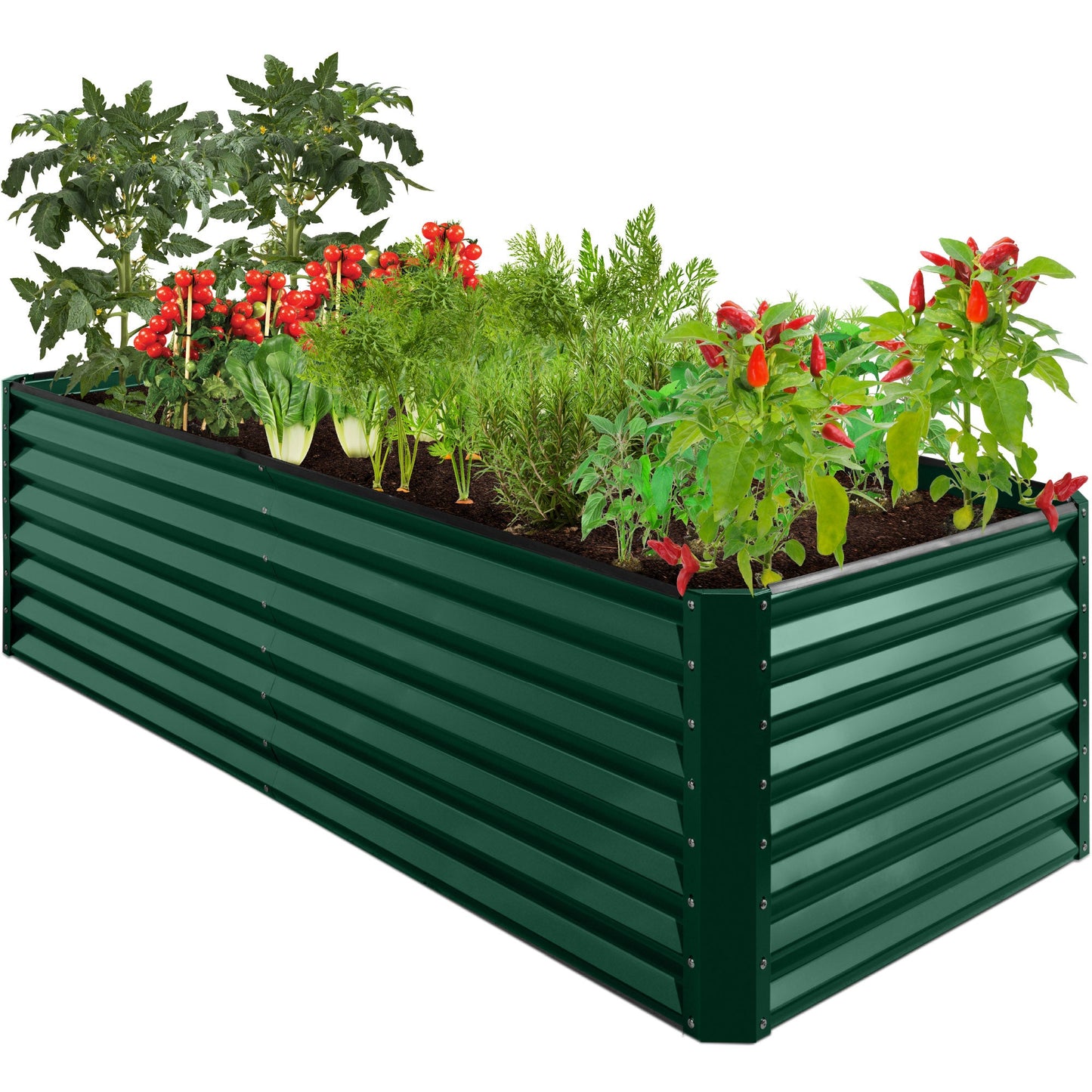 Outdoor Metal Raised Garden Bed for Vegetables Flowers Herbs - 8x4x2ft