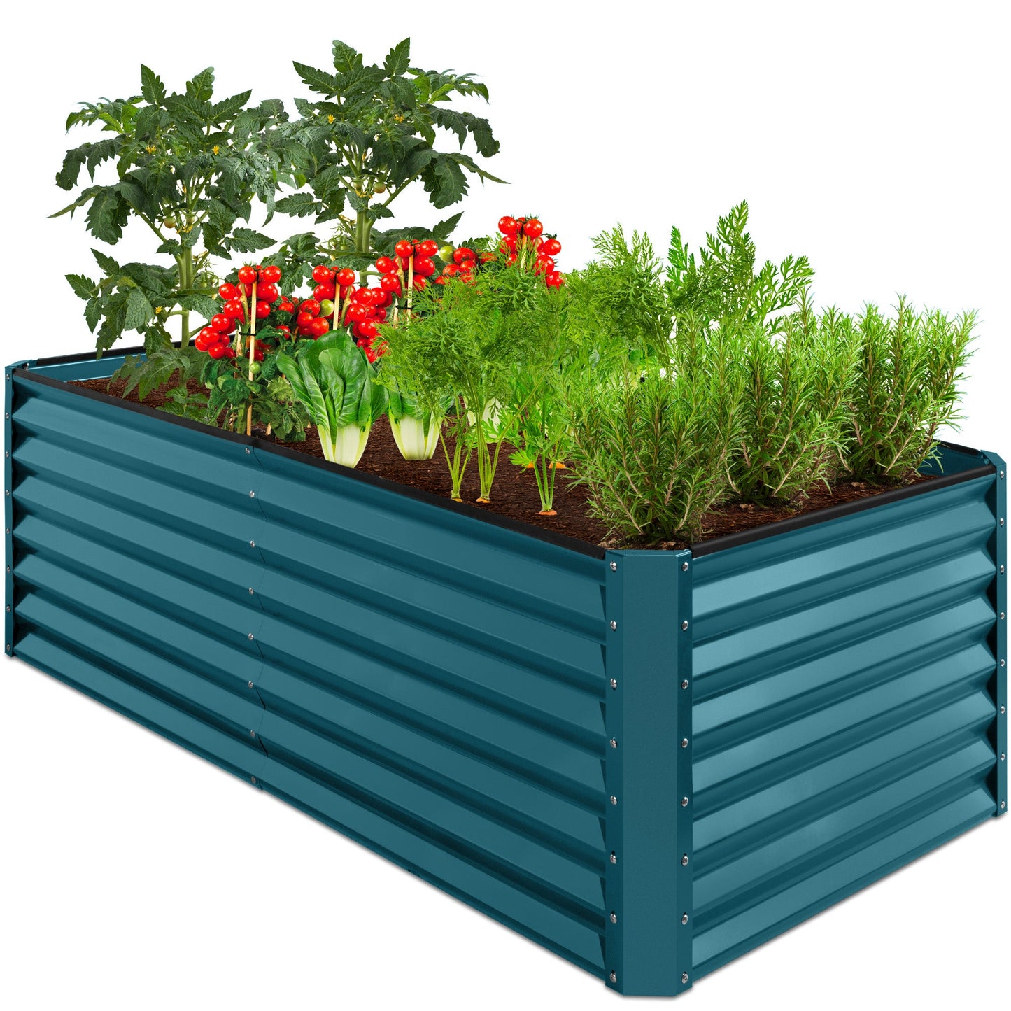 Outdoor Metal Raised Garden Bed for Vegetables Flowers Herbs - 6x3x2ft