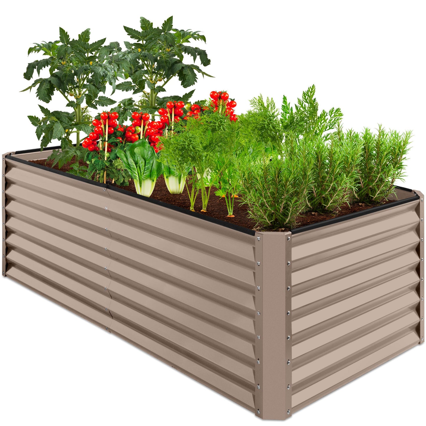 Outdoor Metal Raised Garden Bed for Vegetables Flowers Herbs - 6x3x2ft