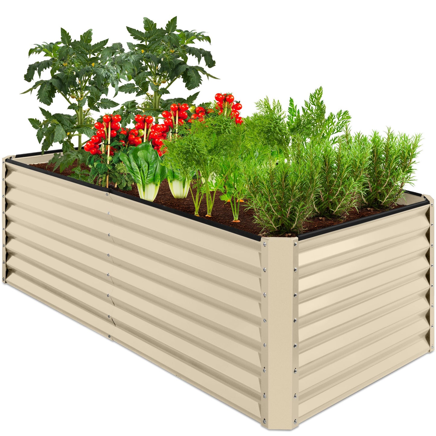 Outdoor Metal Raised Garden Bed for Vegetables Flowers Herbs - 6x3x2ft