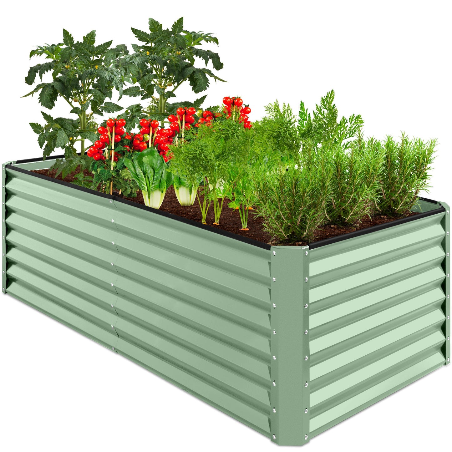 Outdoor Metal Raised Garden Bed for Vegetables Flowers Herbs - 6x3x2ft
