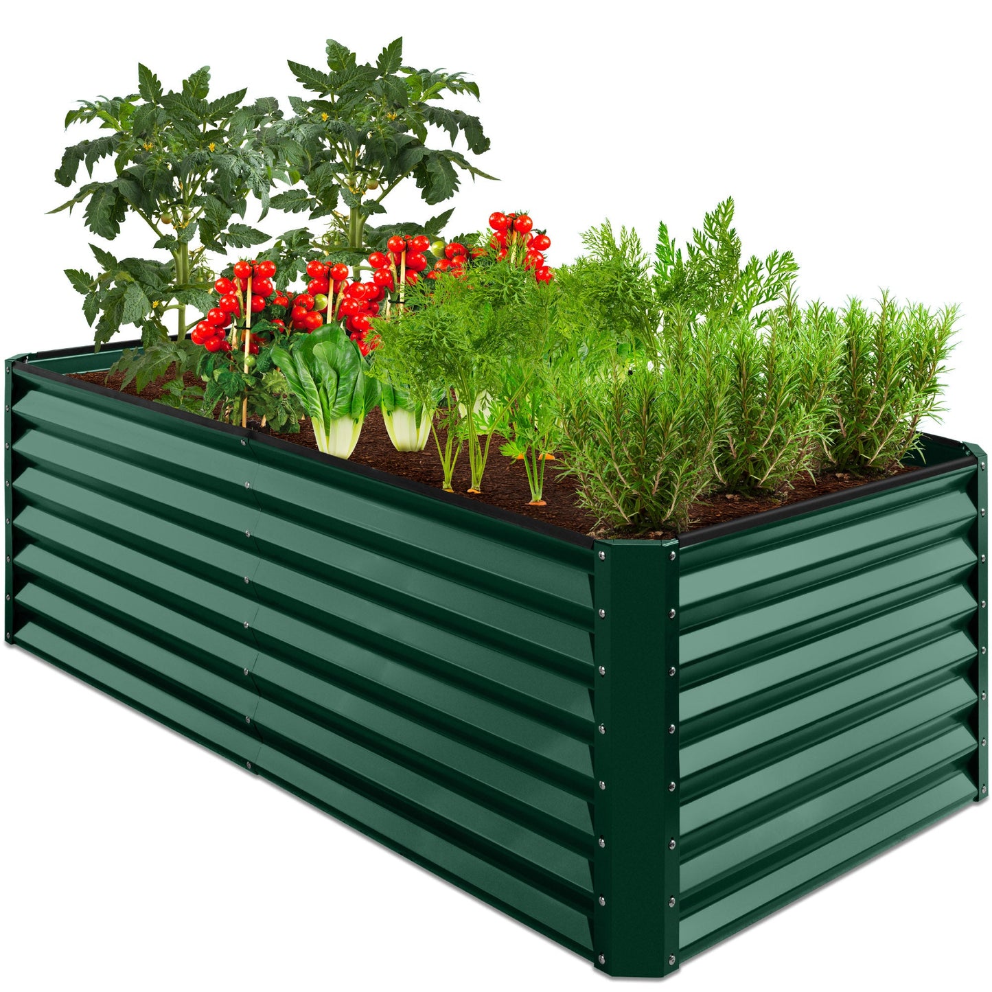 Outdoor Metal Raised Garden Bed for Vegetables Flowers Herbs - 6x3x2ft