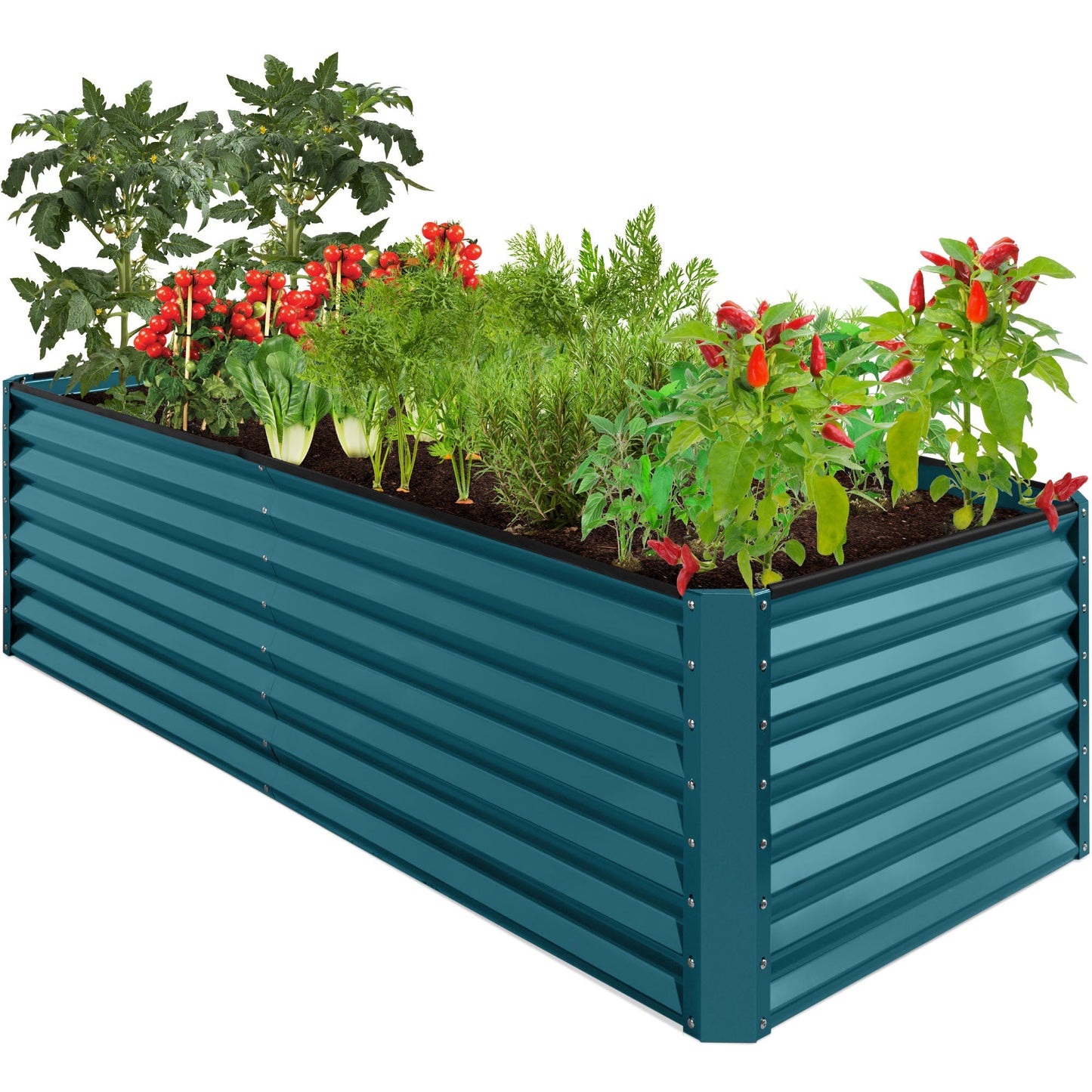 Outdoor Metal Raised Garden Bed for Vegetables Flowers Herbs - 8x4x2ft