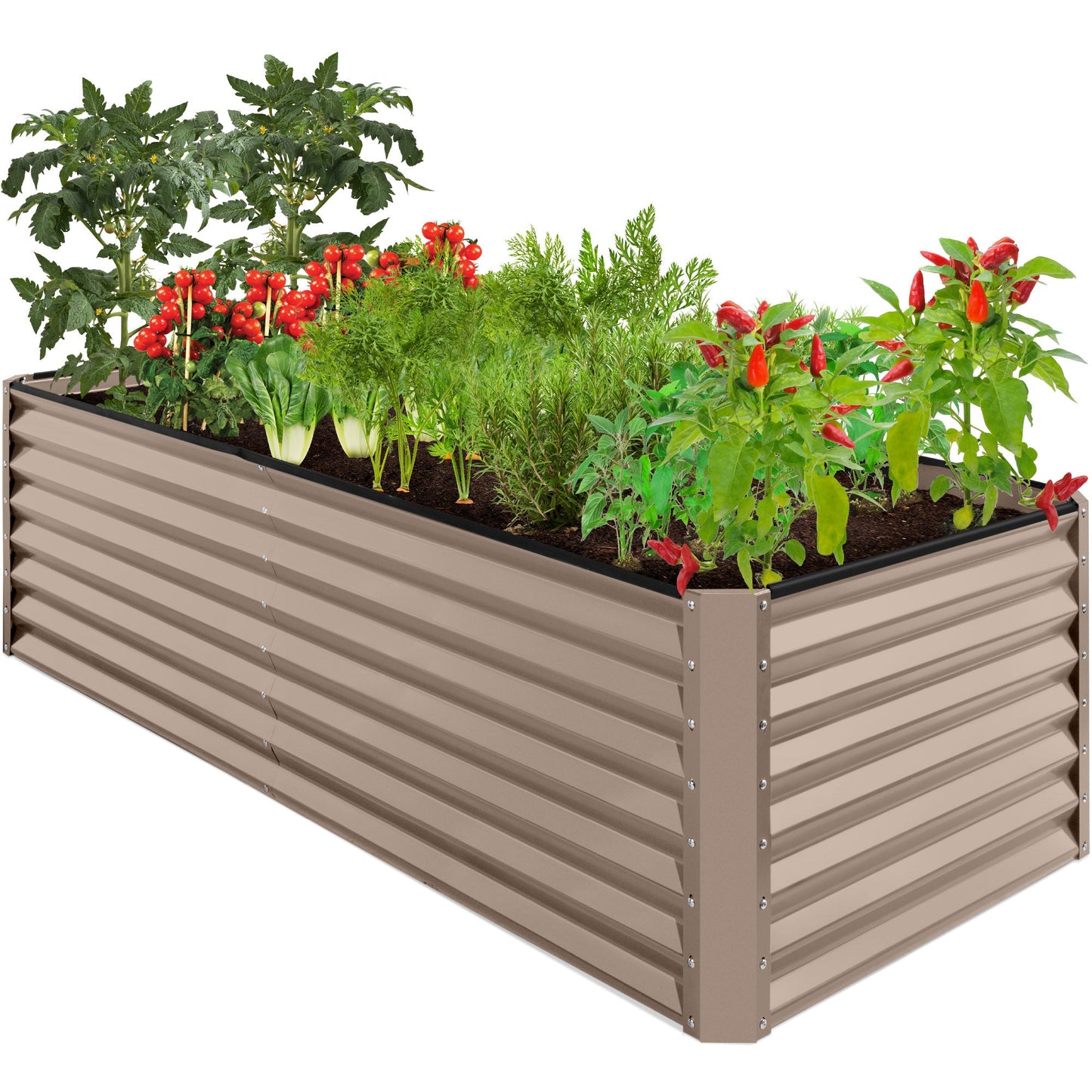 Outdoor Metal Raised Garden Bed for Vegetables Flowers Herbs - 8x4x2ft
