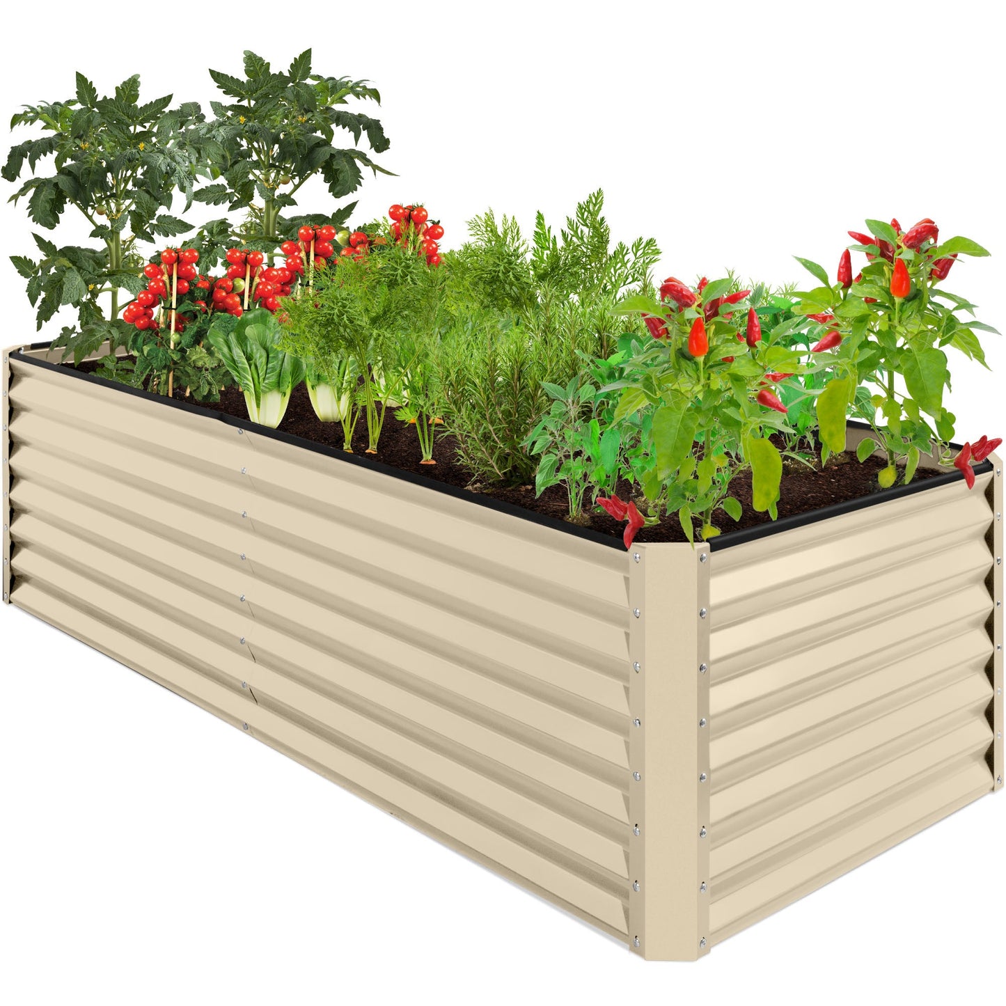 Outdoor Metal Raised Garden Bed for Vegetables Flowers Herbs - 8x4x2ft
