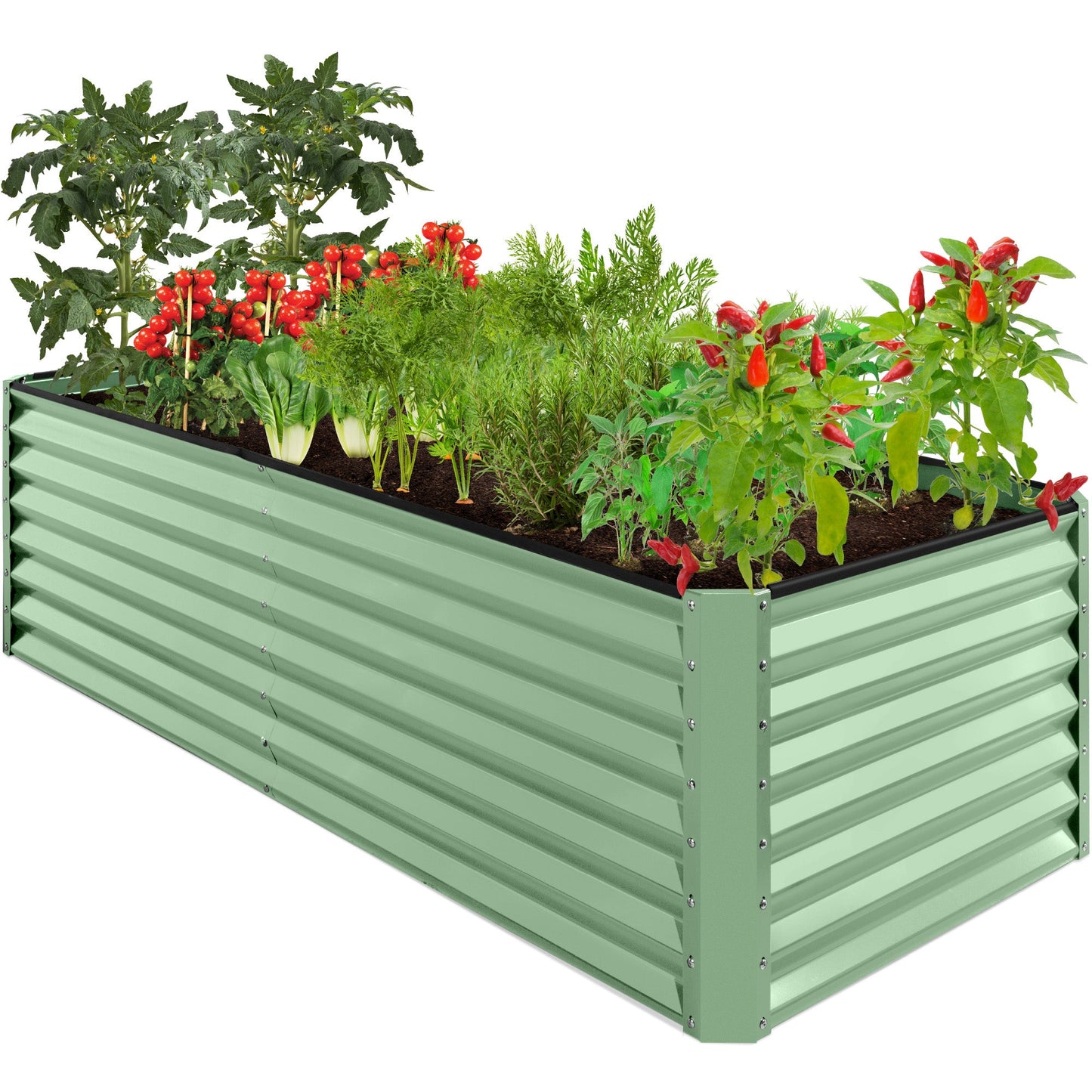 Outdoor Metal Raised Garden Bed for Vegetables Flowers Herbs - 8x4x2ft