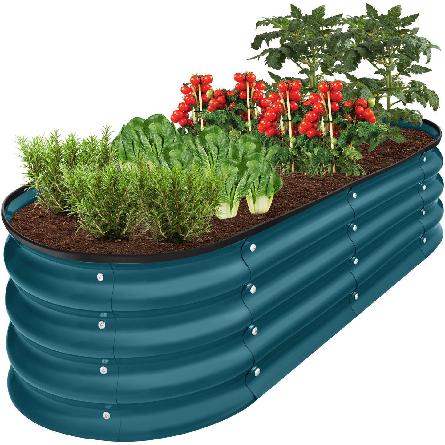 Outdoor Raised Metal Oval Garden Bed Planter Box - 4x2x1ft