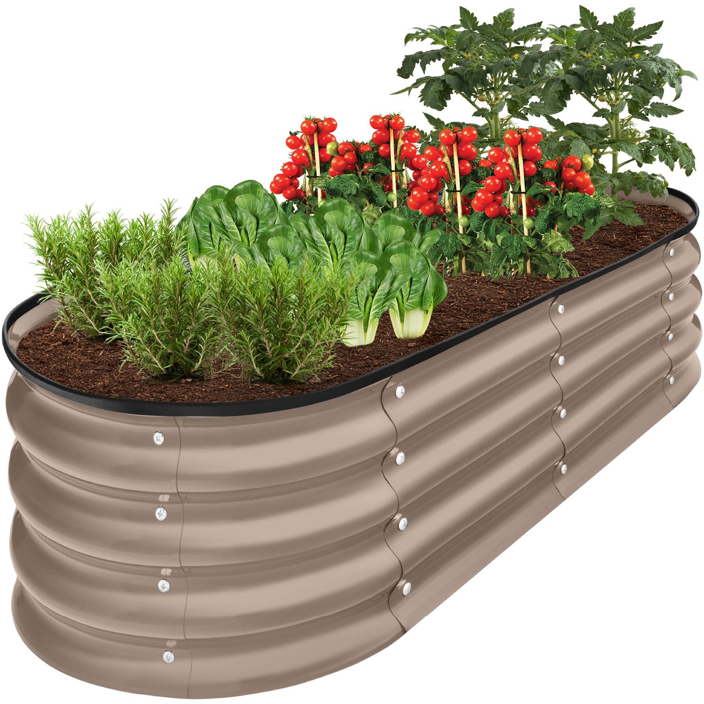 Outdoor Raised Metal Oval Garden Bed Planter Box - 4x2x1ft