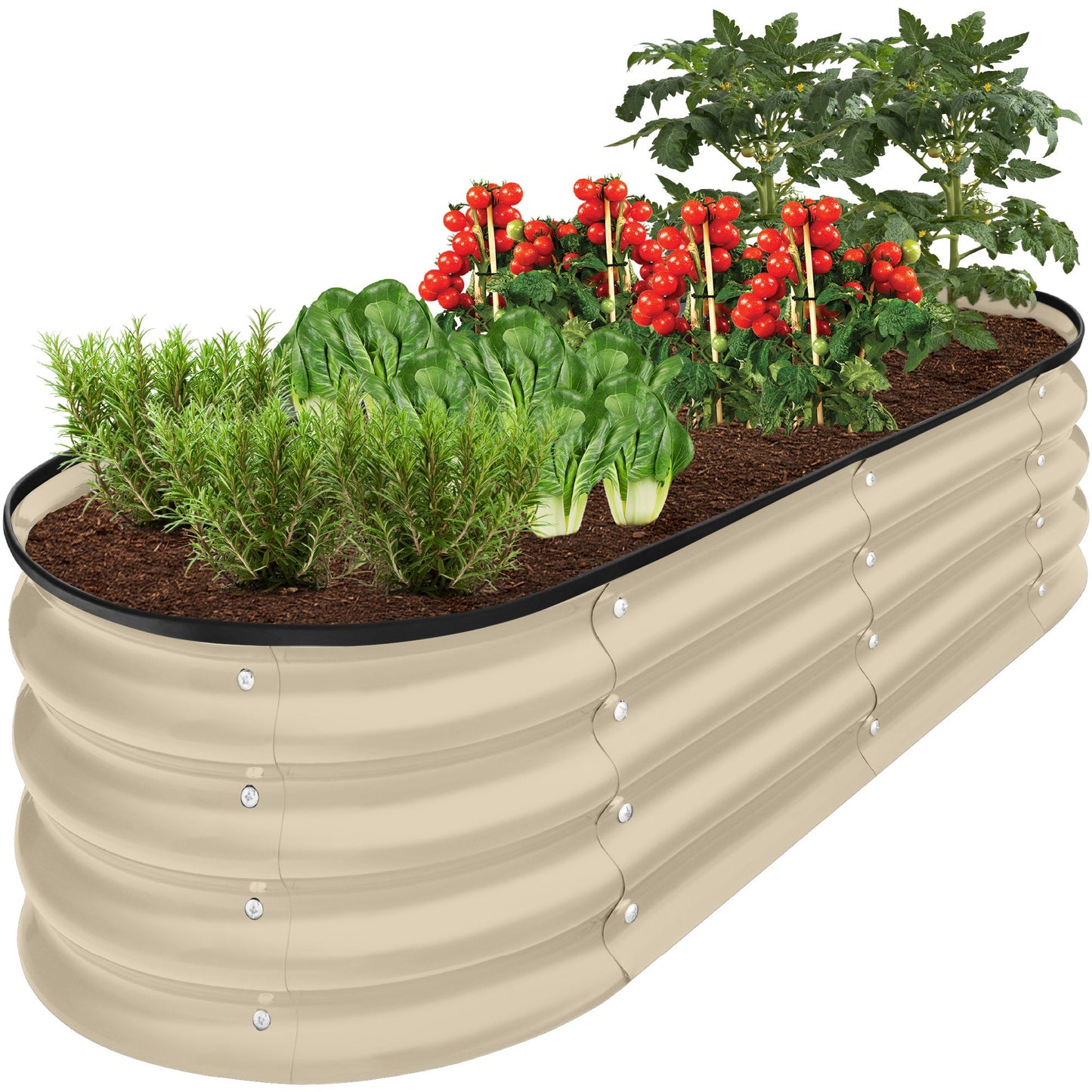 Outdoor Raised Metal Oval Garden Bed Planter Box - 4x2x1ft