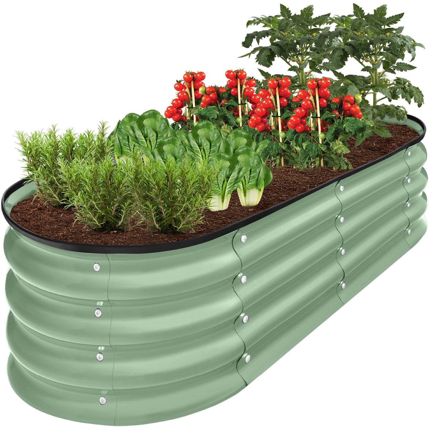 Outdoor Raised Metal Oval Garden Bed Planter Box - 4x2x1ft