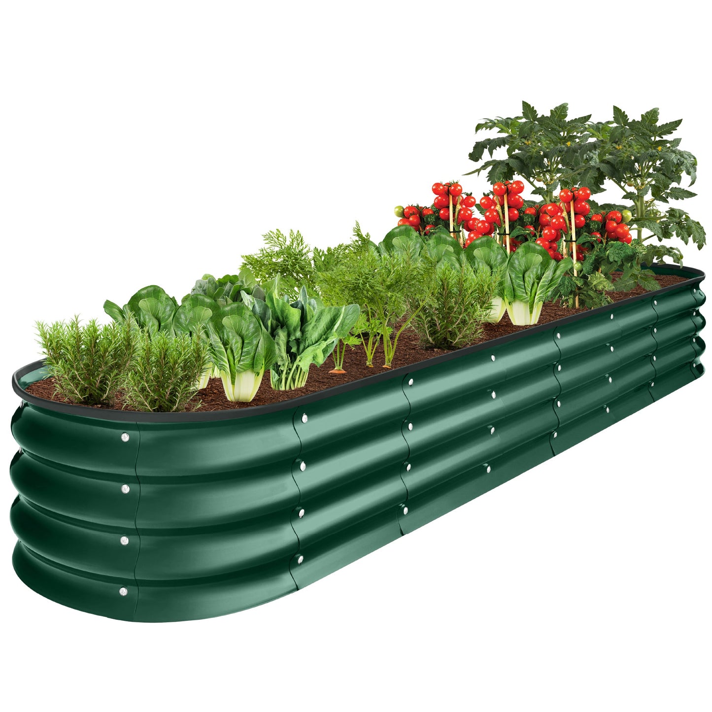 Outdoor Metal Raised Oval Garden Bed for Vegetables Flowers - 8x2x1ft