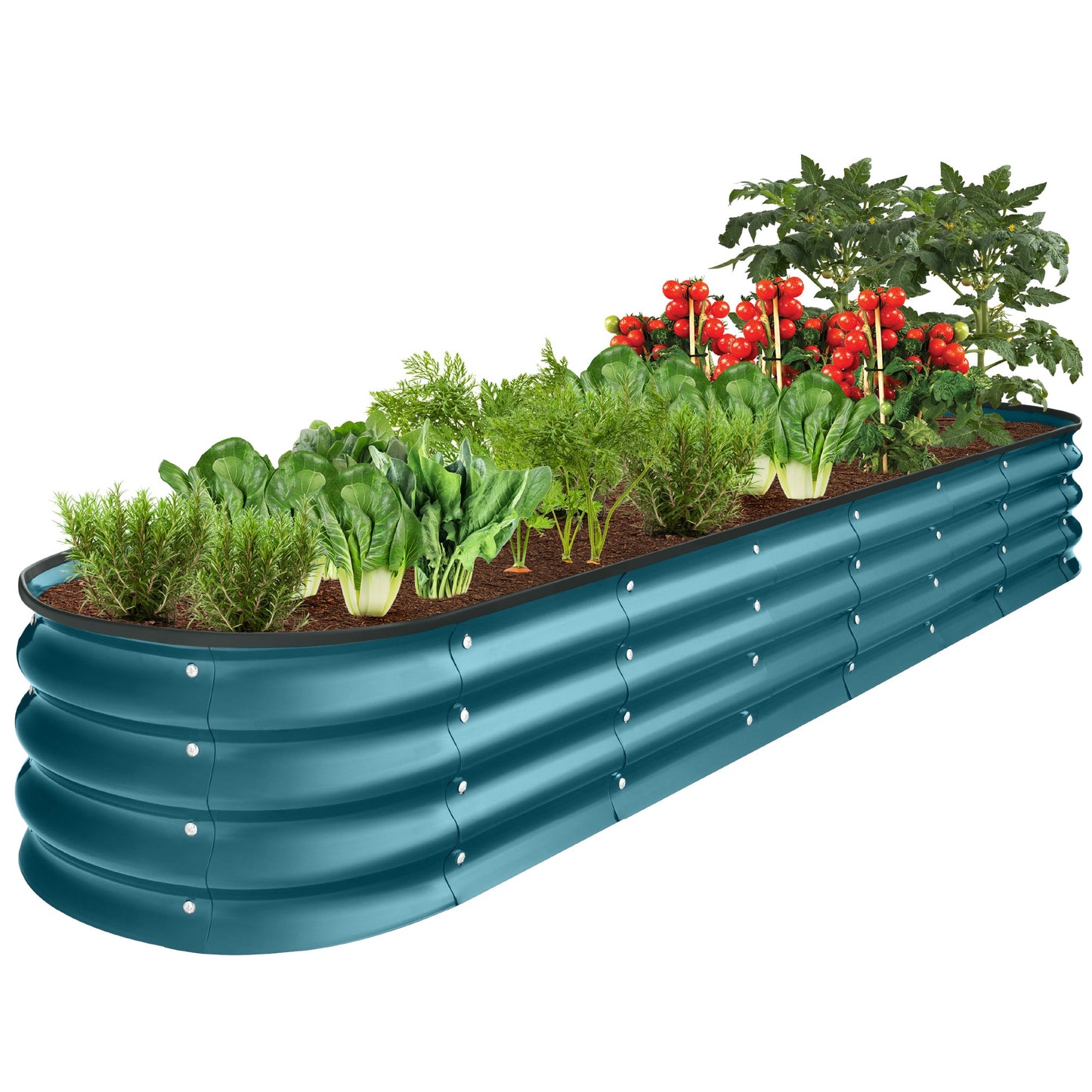 Outdoor Metal Raised Oval Garden Bed for Vegetables Flowers - 8x2x1ft