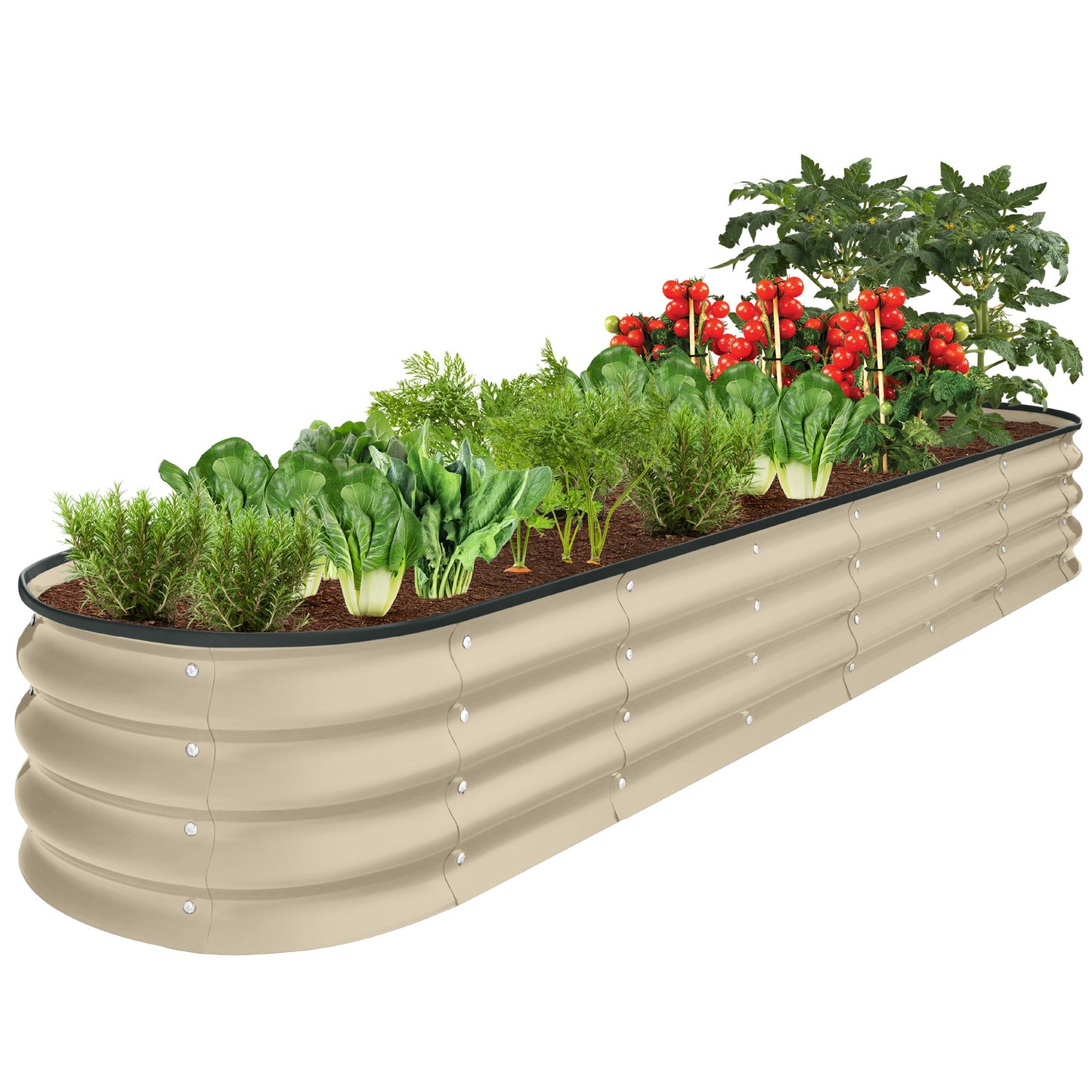 Outdoor Metal Raised Oval Garden Bed for Vegetables Flowers - 8x2x1ft