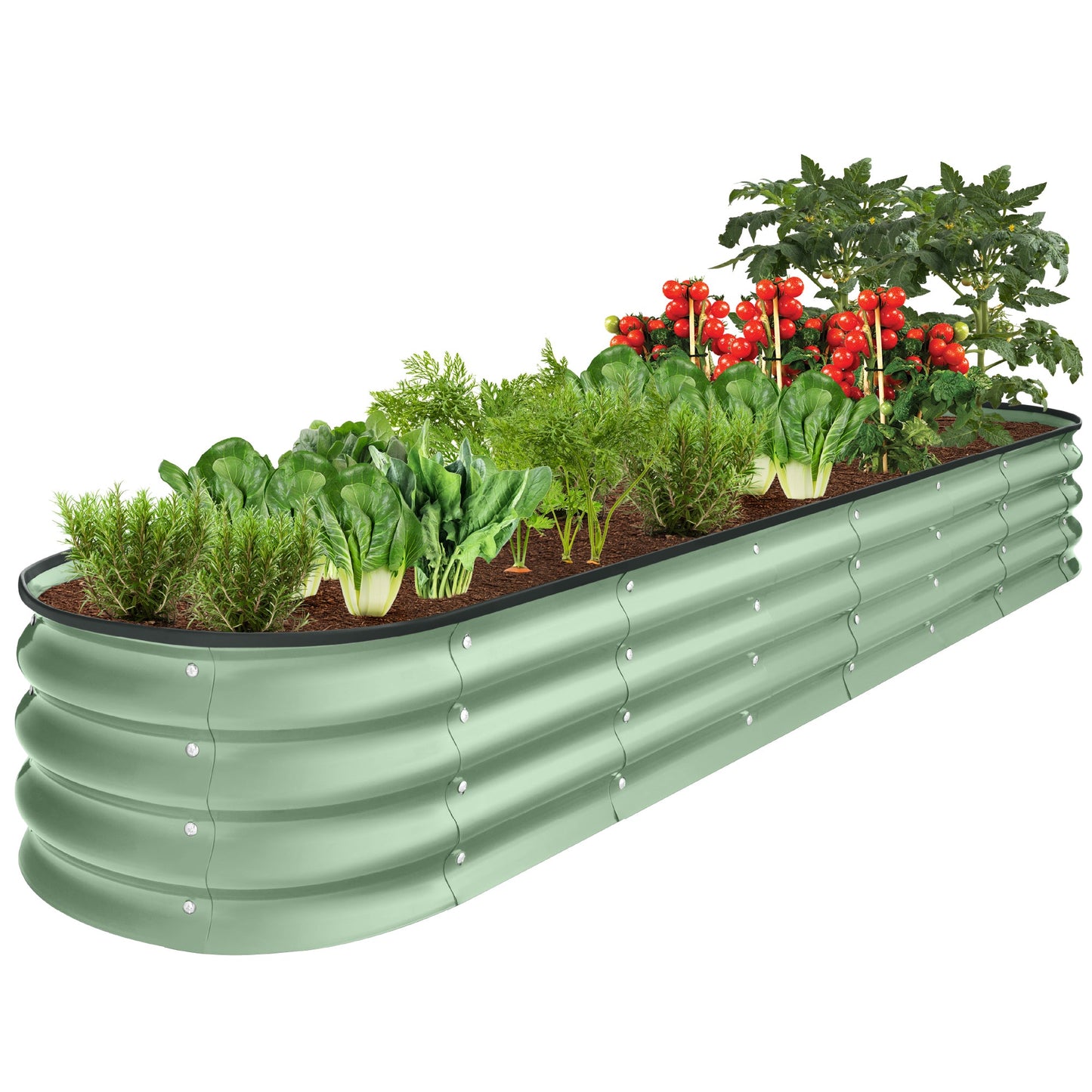 Outdoor Metal Raised Oval Garden Bed for Vegetables Flowers - 8x2x1ft