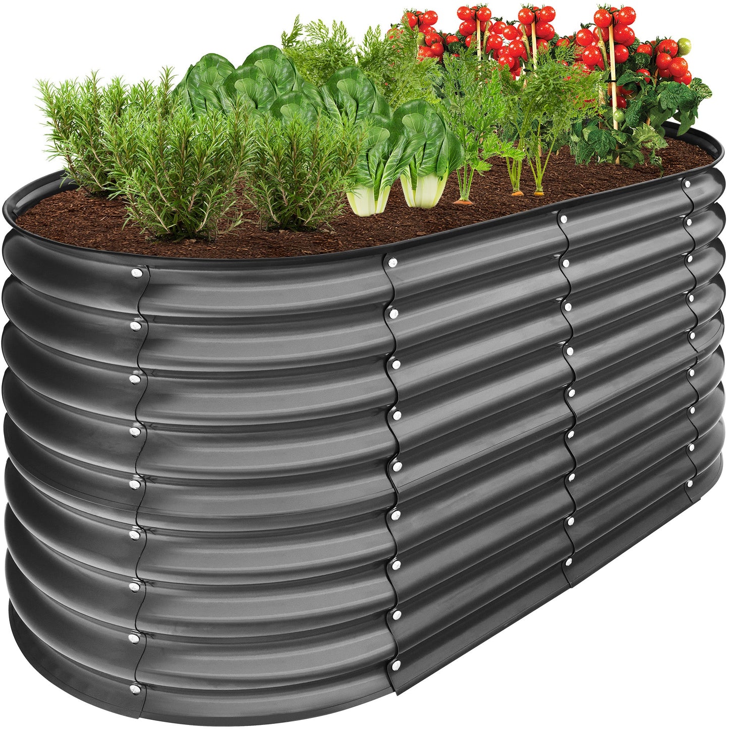 Outdoor Raised Metal Oval Garden Bed Planter Box - 4x2x2ft