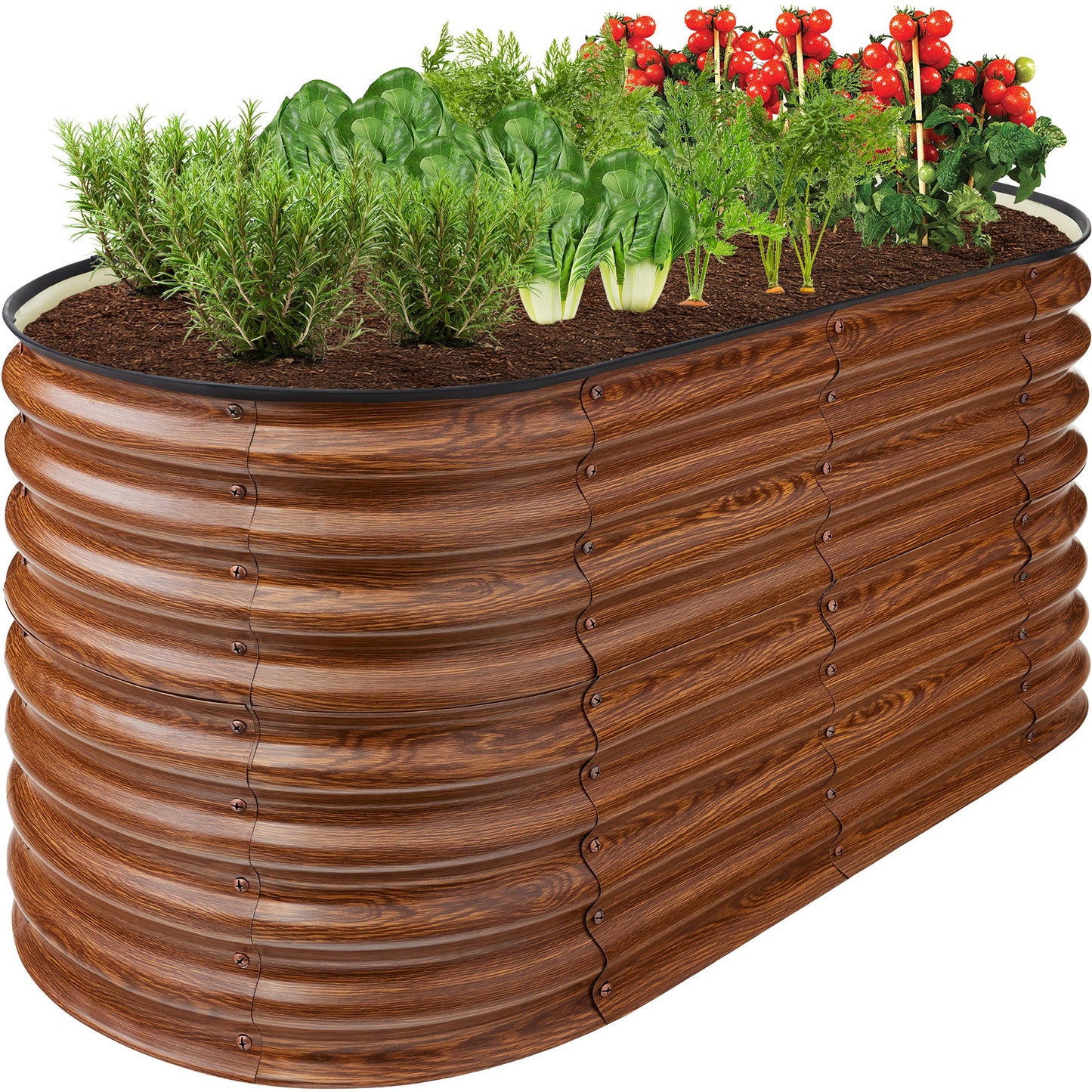 Outdoor Raised Metal Oval Garden Bed Planter Box - 4x2x2ft