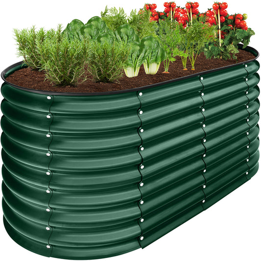 Outdoor Raised Metal Oval Garden Bed Planter Box - 4x2x2ft