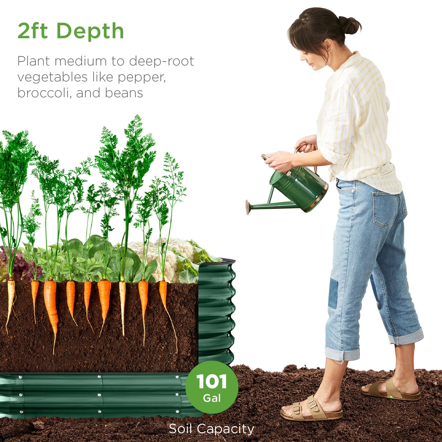 Outdoor Raised Metal Oval Garden Bed Planter Box - 4x2x2ft