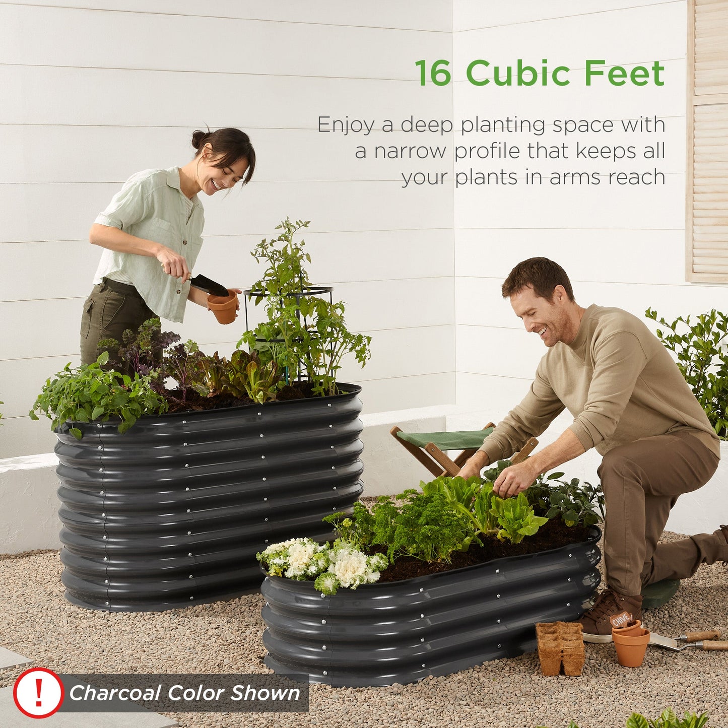 Outdoor Raised Metal Oval Garden Bed Planter Box - 4x2x2ft