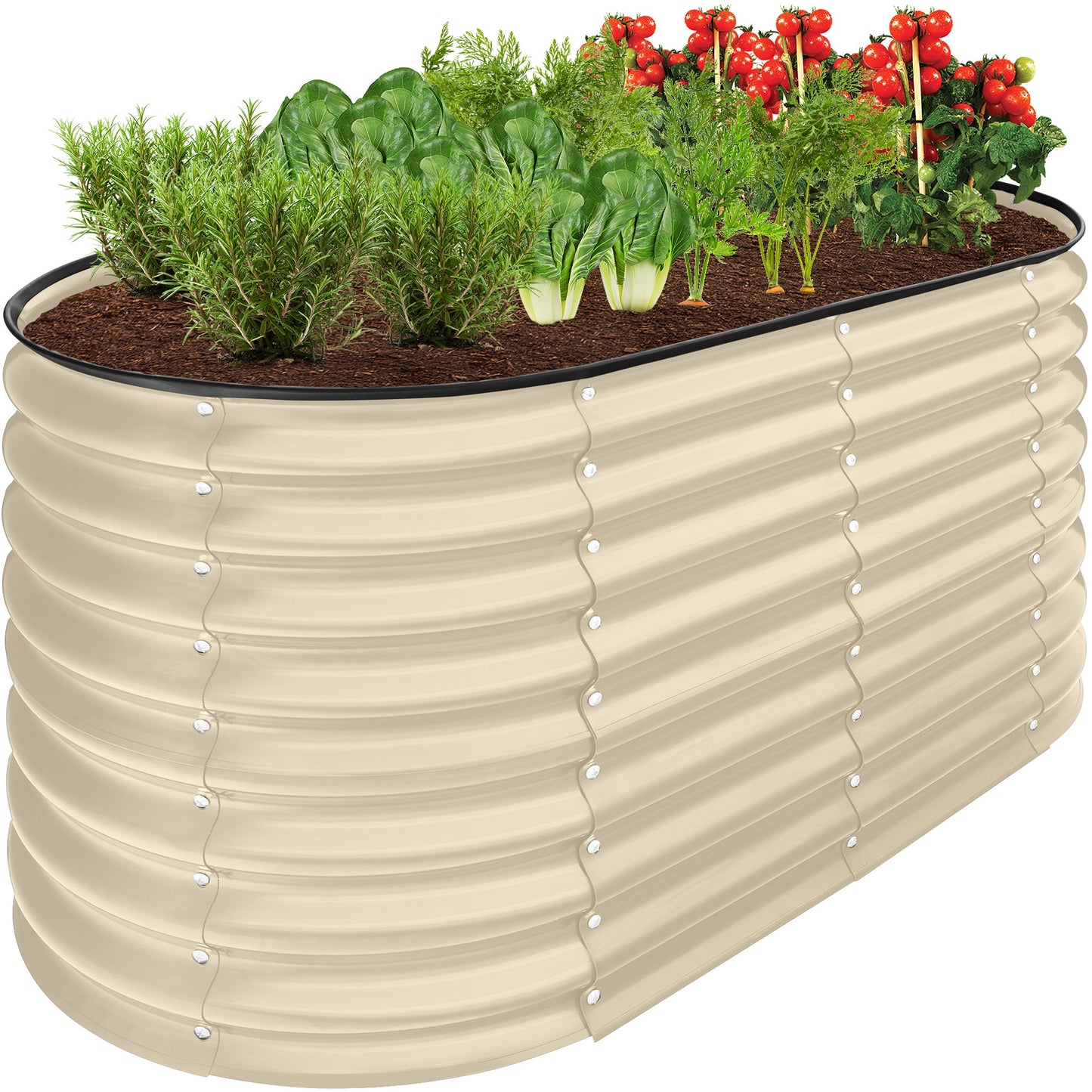 Outdoor Raised Metal Oval Garden Bed Planter Box - 4x2x2ft