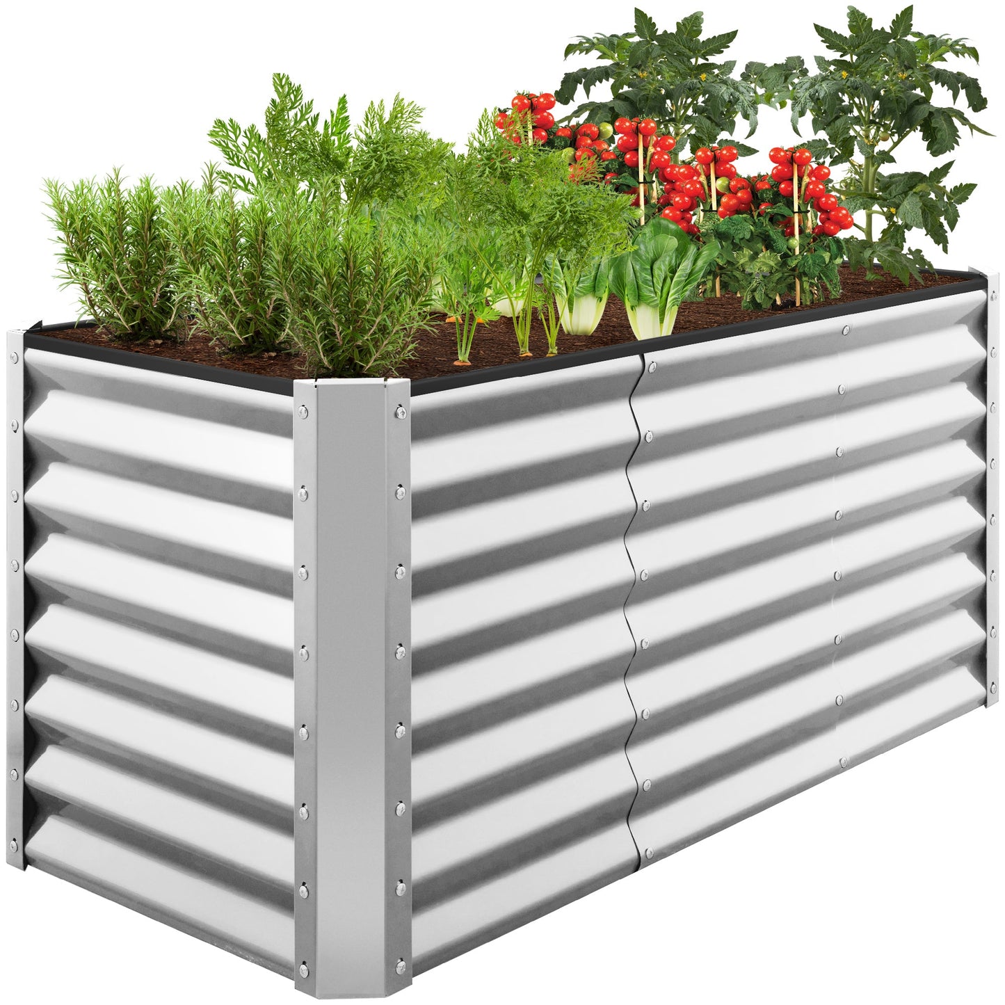 Outdoor Raised Metal Garden Bed for Vegetables Flowers Herbs - 4x2x2ft