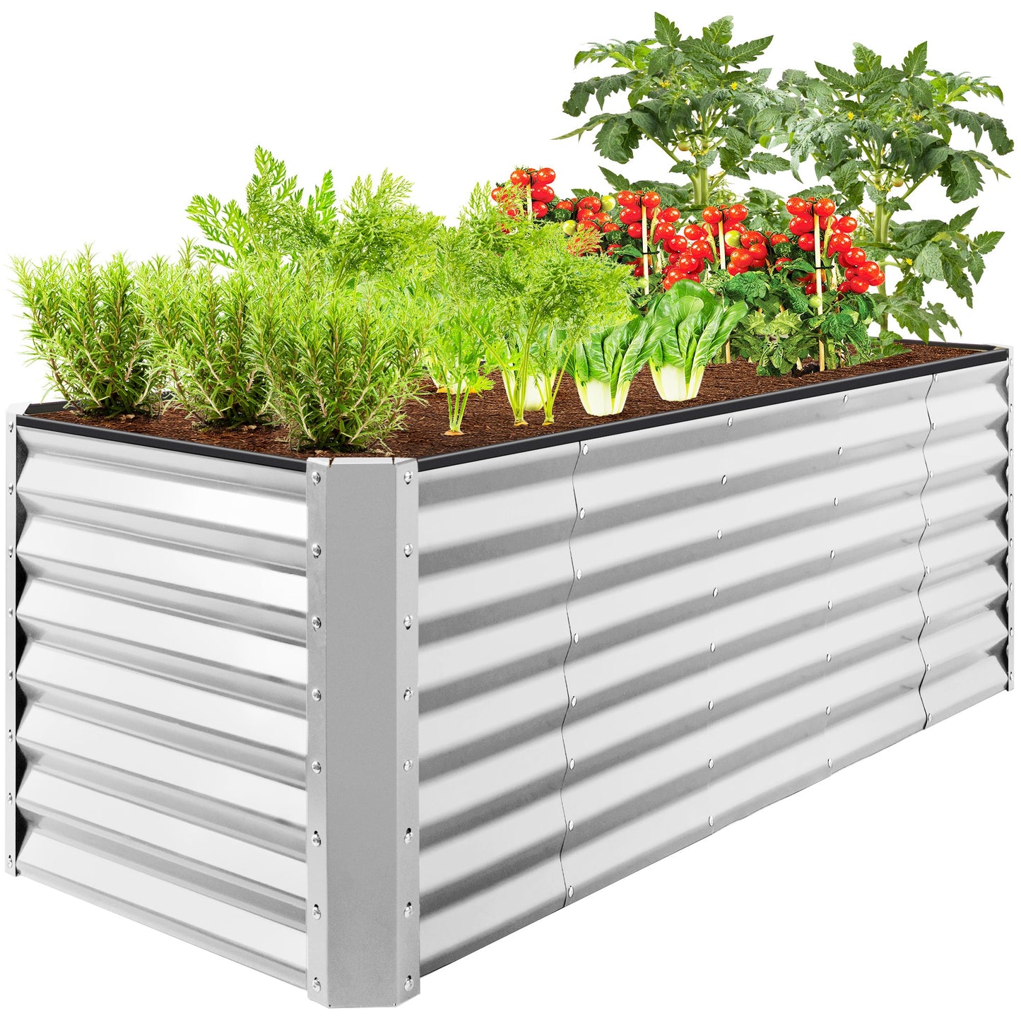 Outdoor Metal Raised Garden Bed for Vegetables Flowers Herbs - 8x2x2ft