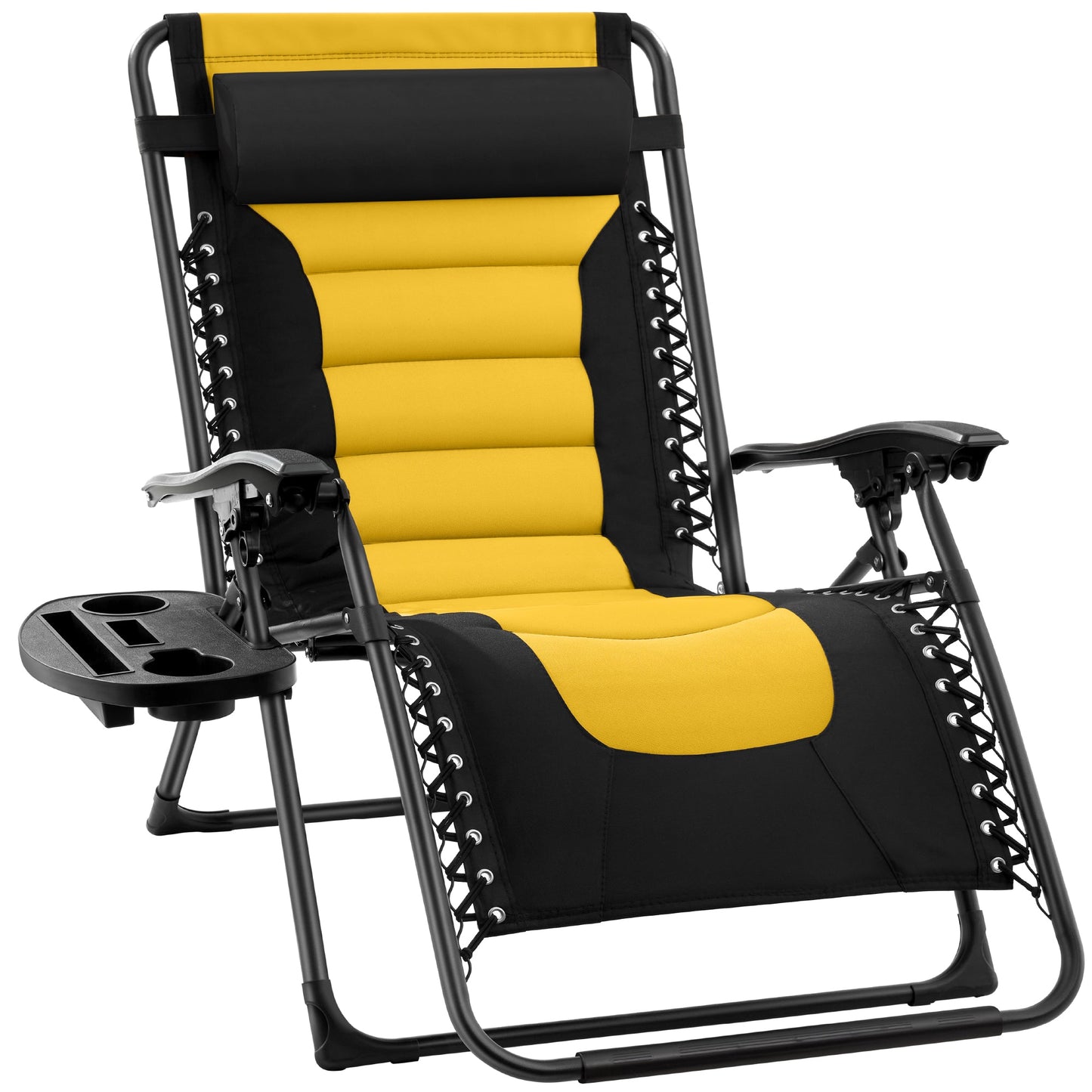 Oversized Padded Zero Gravity Chair Folding Recliner w/ Headrest Side Tray