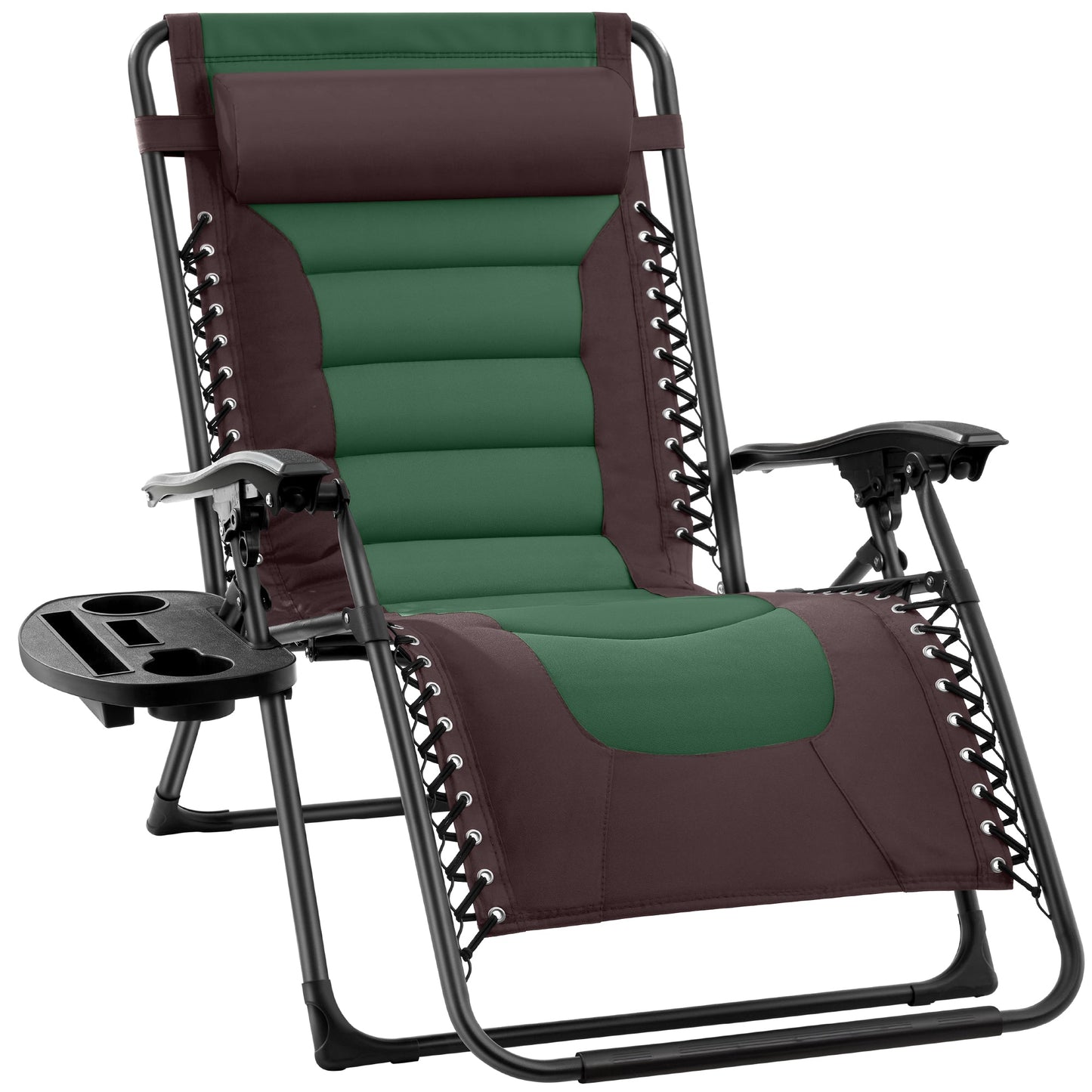 Oversized Padded Zero Gravity Chair Folding Recliner w/ Headrest Side Tray