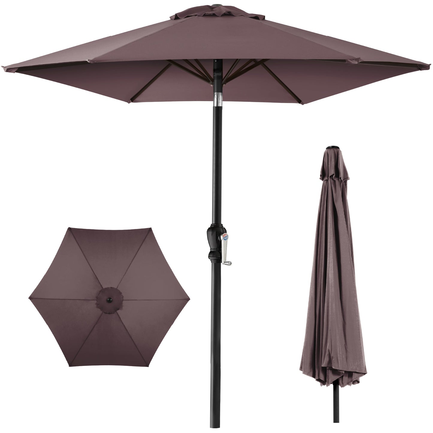 Outdoor Steel Market Patio Umbrella Decoration w/ Tilt Crank Lift - 10ft