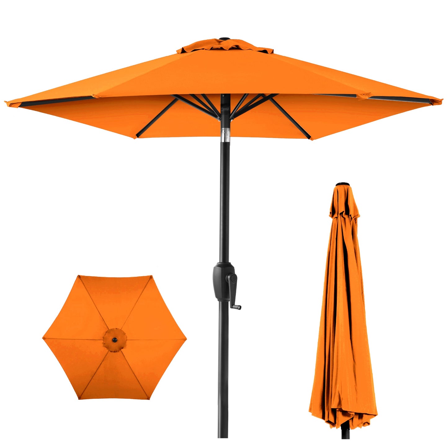 Outdoor Market Patio Umbrella w/ Push Button Tilt Crank Lift - 7.5ft