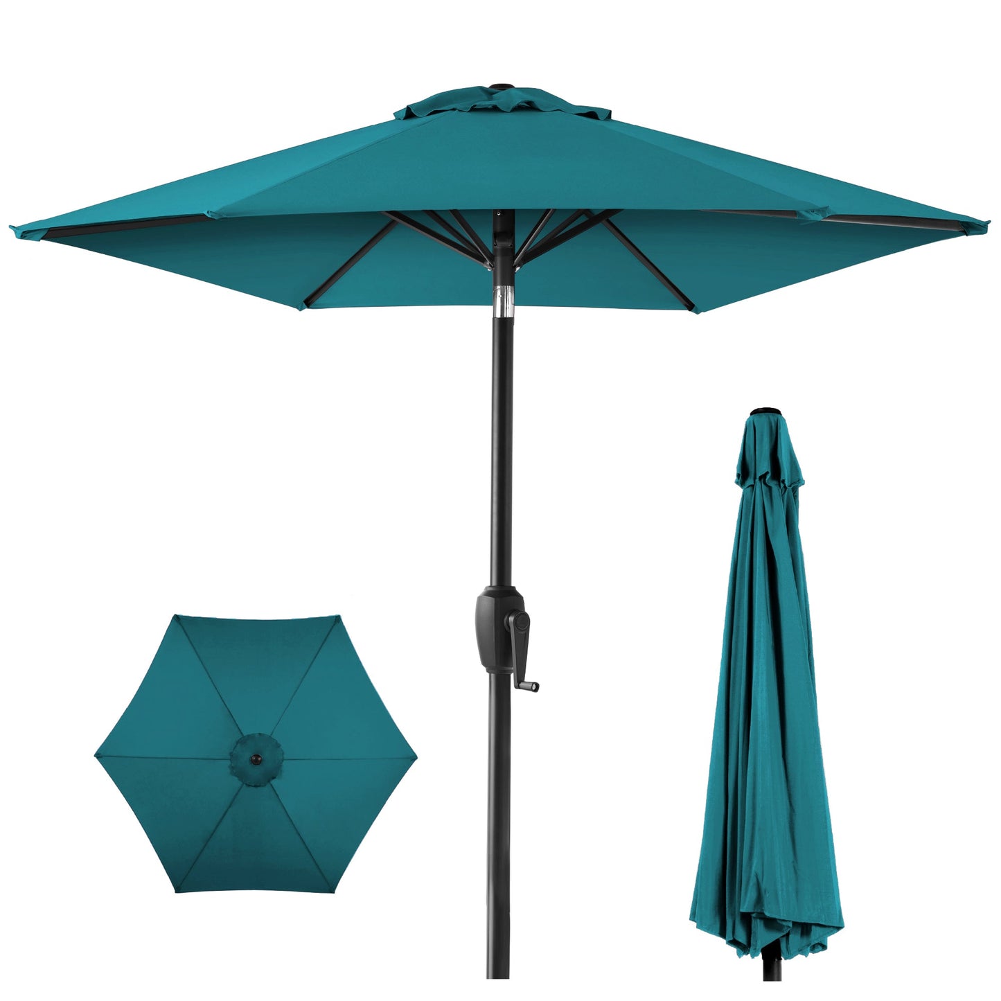 Outdoor Market Patio Umbrella w/ Push Button Tilt Crank Lift - 7.5ft
