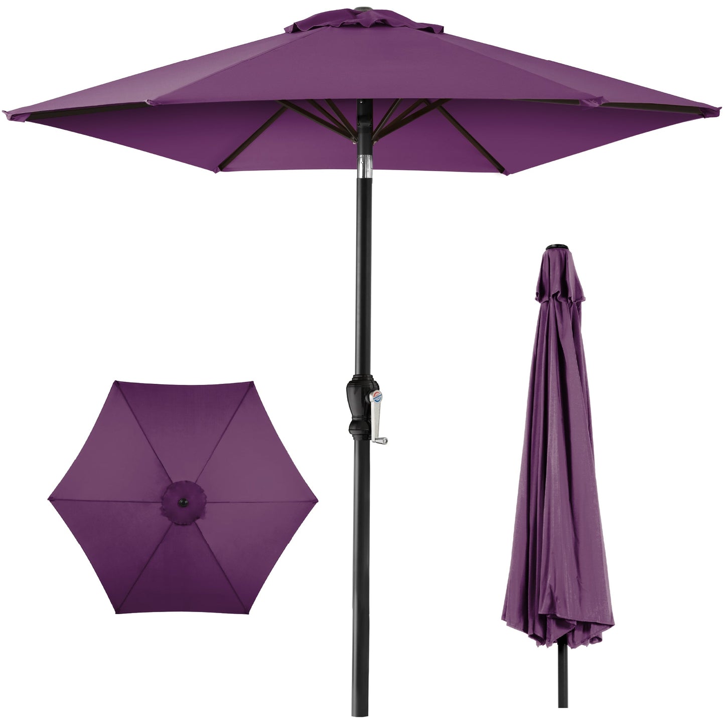Outdoor Steel Market Patio Umbrella Decoration w/ Tilt Crank Lift - 10ft