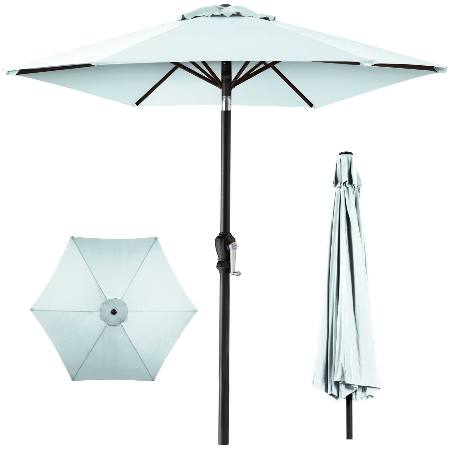 Outdoor Steel Market Patio Umbrella Decoration w/ Tilt Crank Lift - 10ft