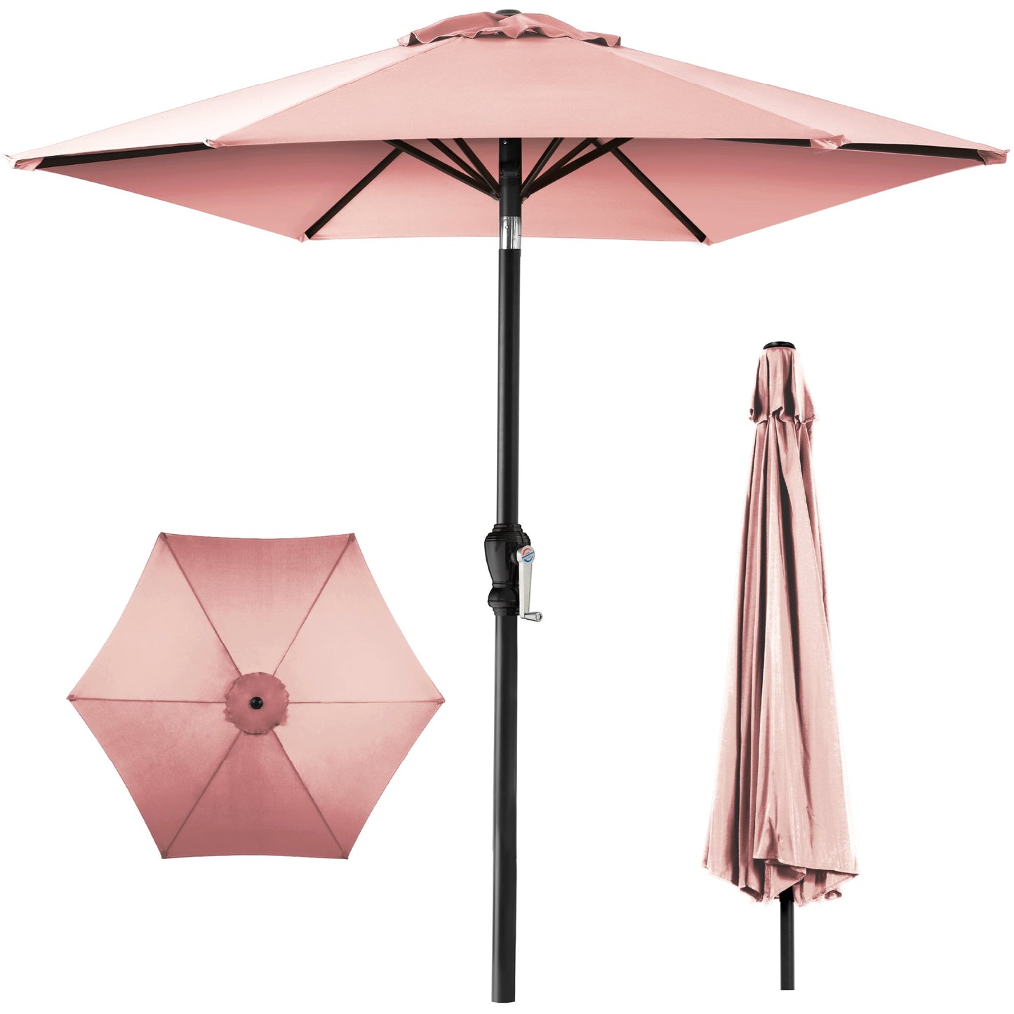 Outdoor Steel Market Patio Umbrella Decoration w/ Tilt Crank Lift - 10ft